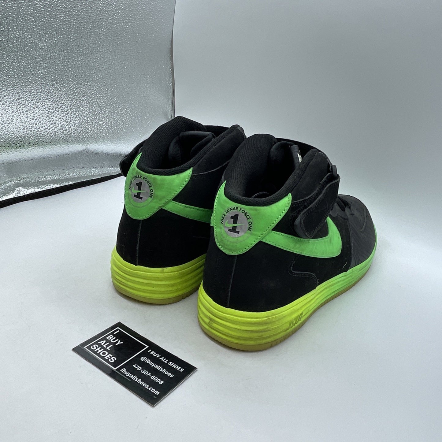 Size 14 - Nike Lunar Force 1 Leather Mid Black (555089-004)