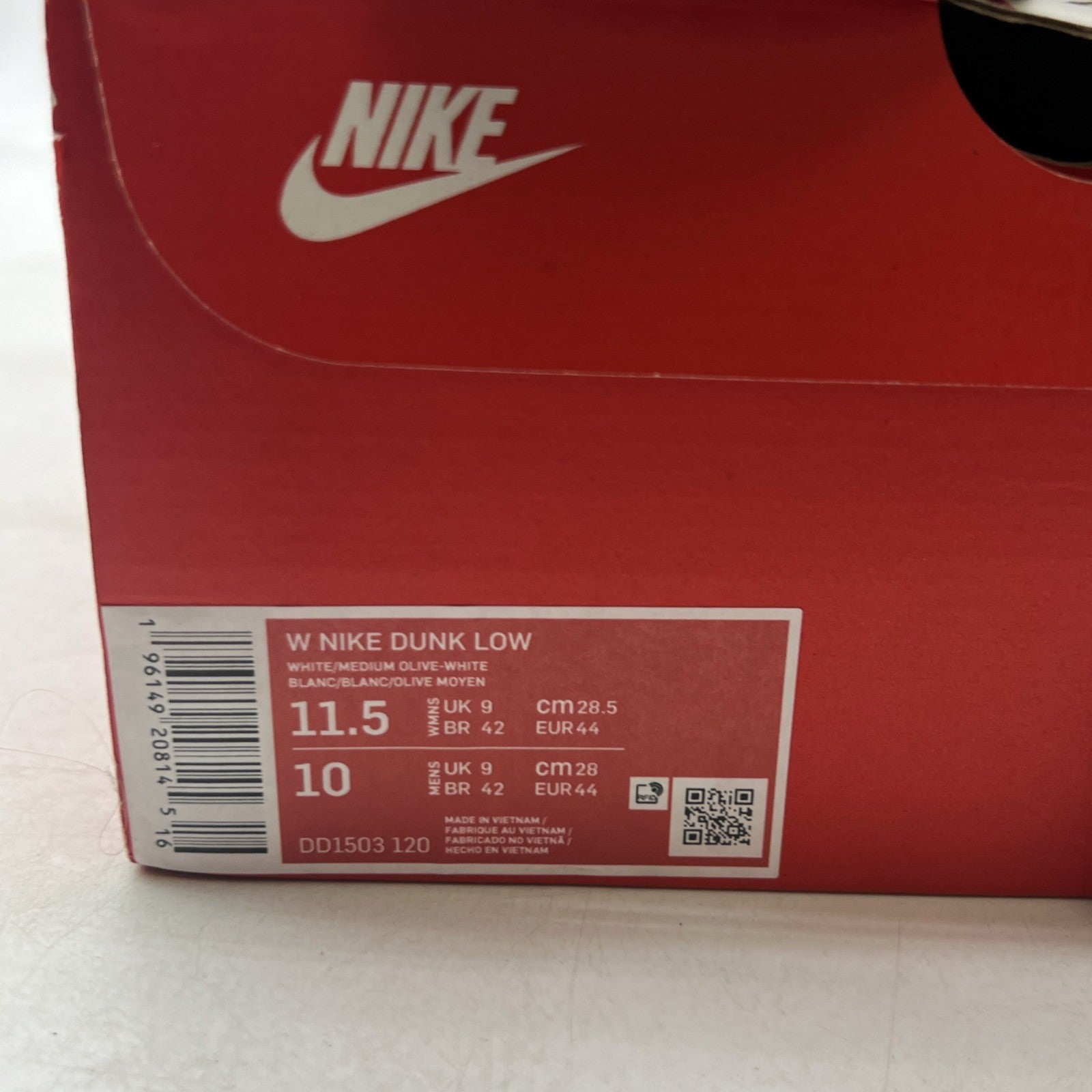 Size 11.5 - Nike Dunk Low Medium Olive W (DD1503-120)