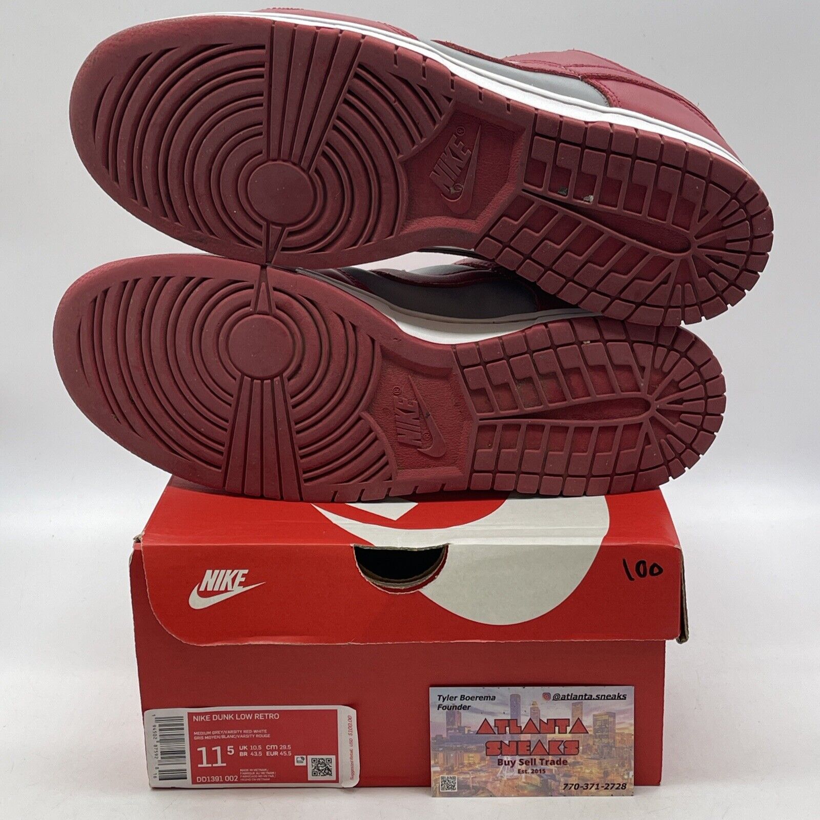 Size 11.5 - Nike Dunk Low SP UNLV 2021 Red White Grey Leather (DD1391-002)
