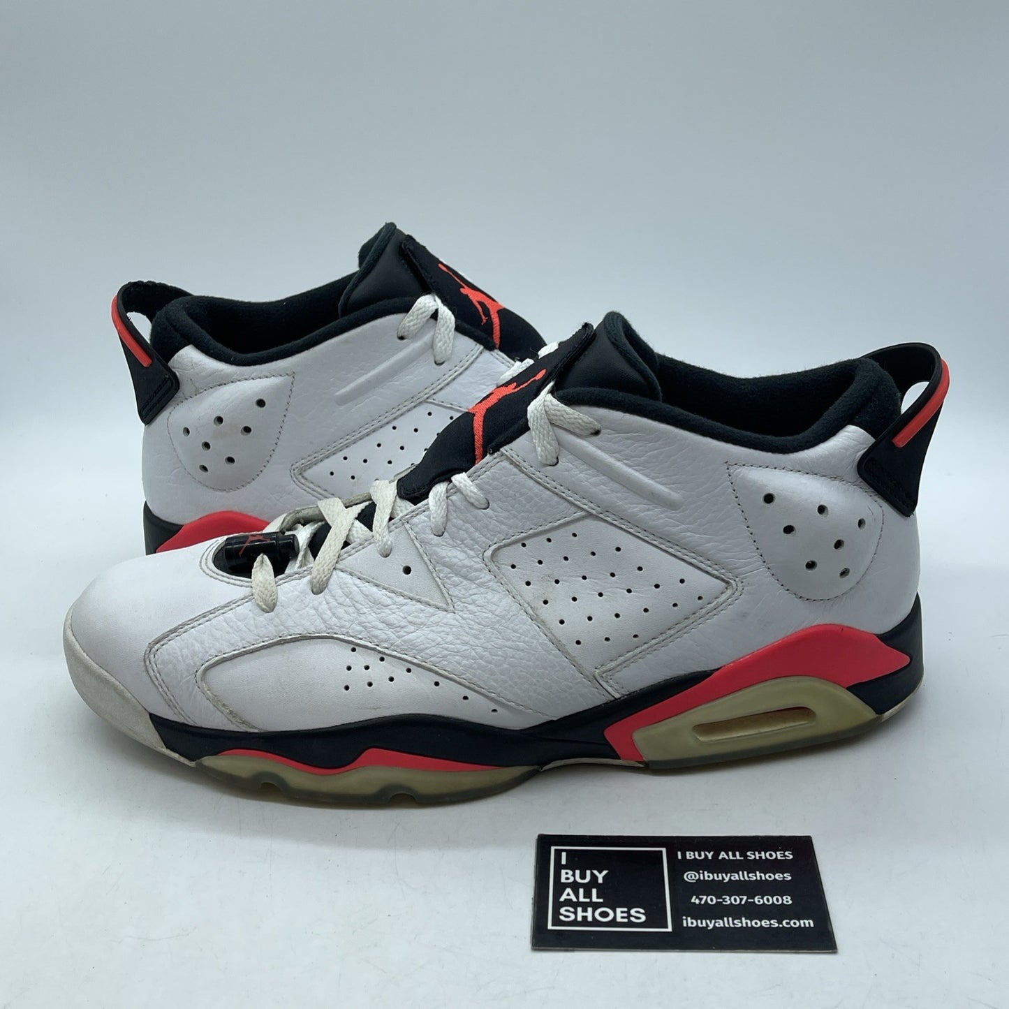 Size 12 - Air Jordan 6 Low White Infrared Black Leather (304401-123)