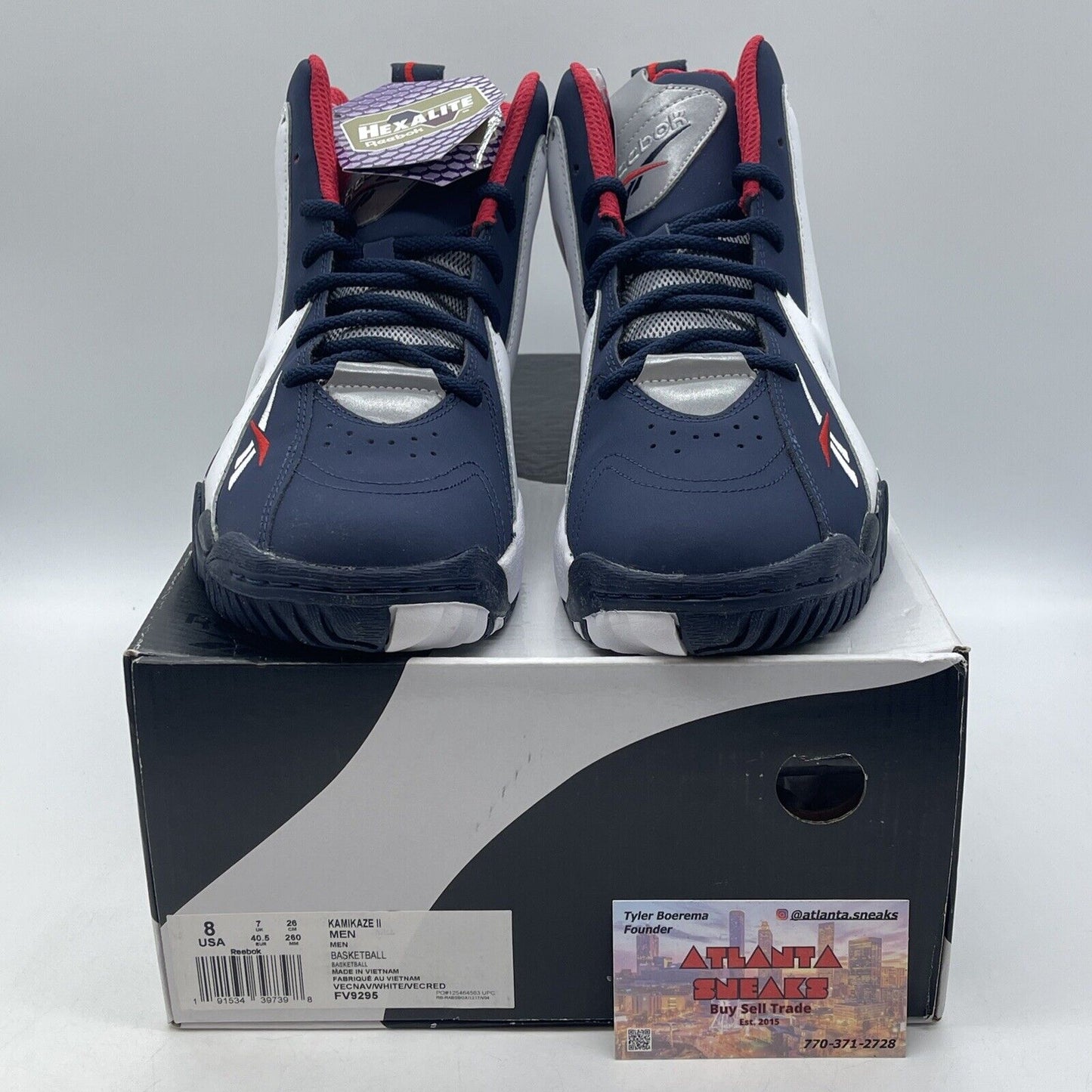 Size 8 - Reebok Kamikaze 2 USA White Blue Red (FV9295)