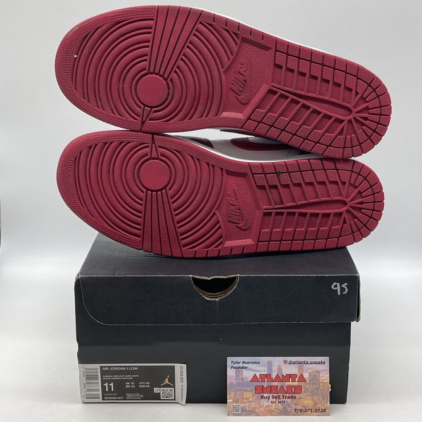 Size 11 - Jordan 1 Low Cardinal Red 2022 White Yellow Leather (553558-607)