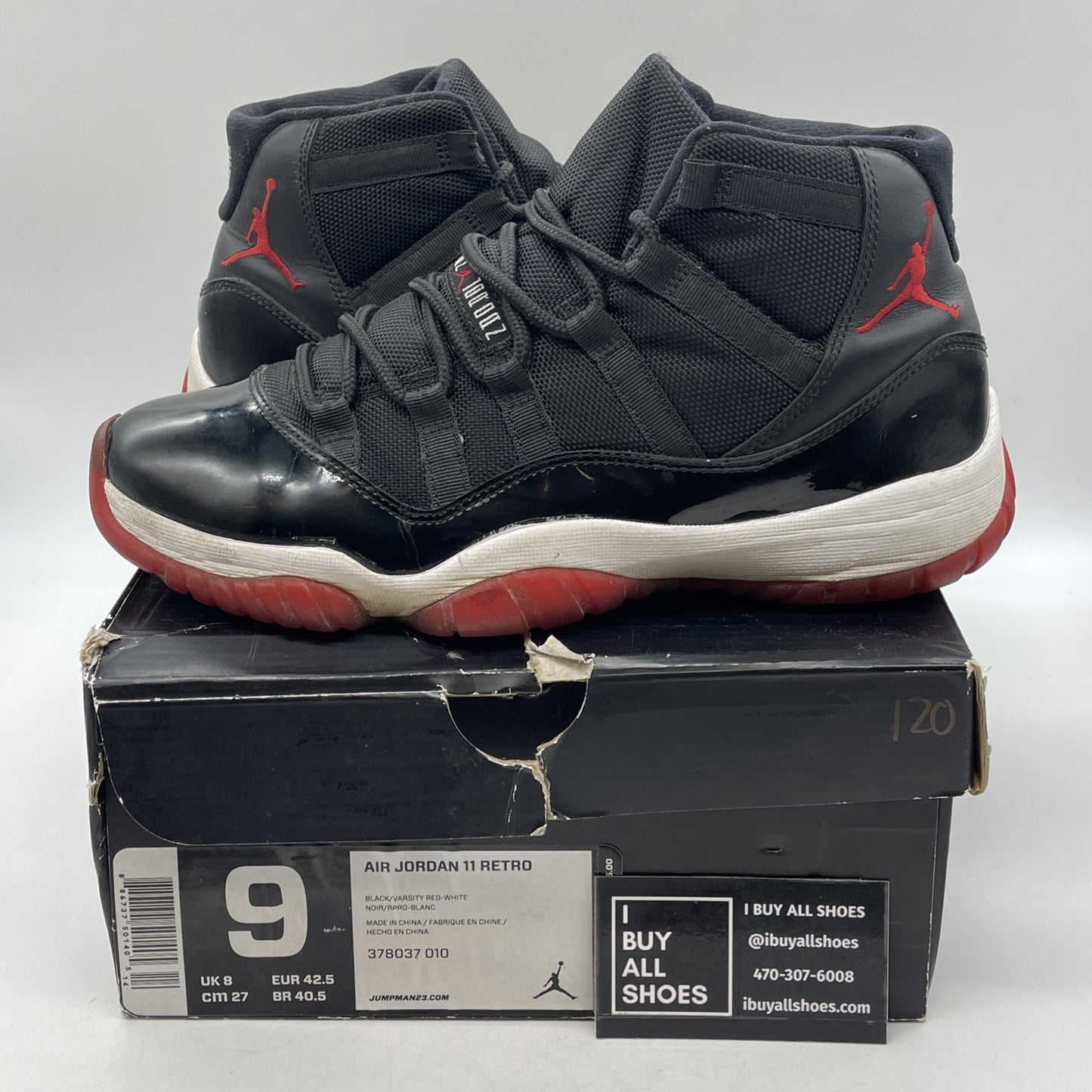 Size 9 - Air Jordan 11 Retro Bred 2012 (378037-010)