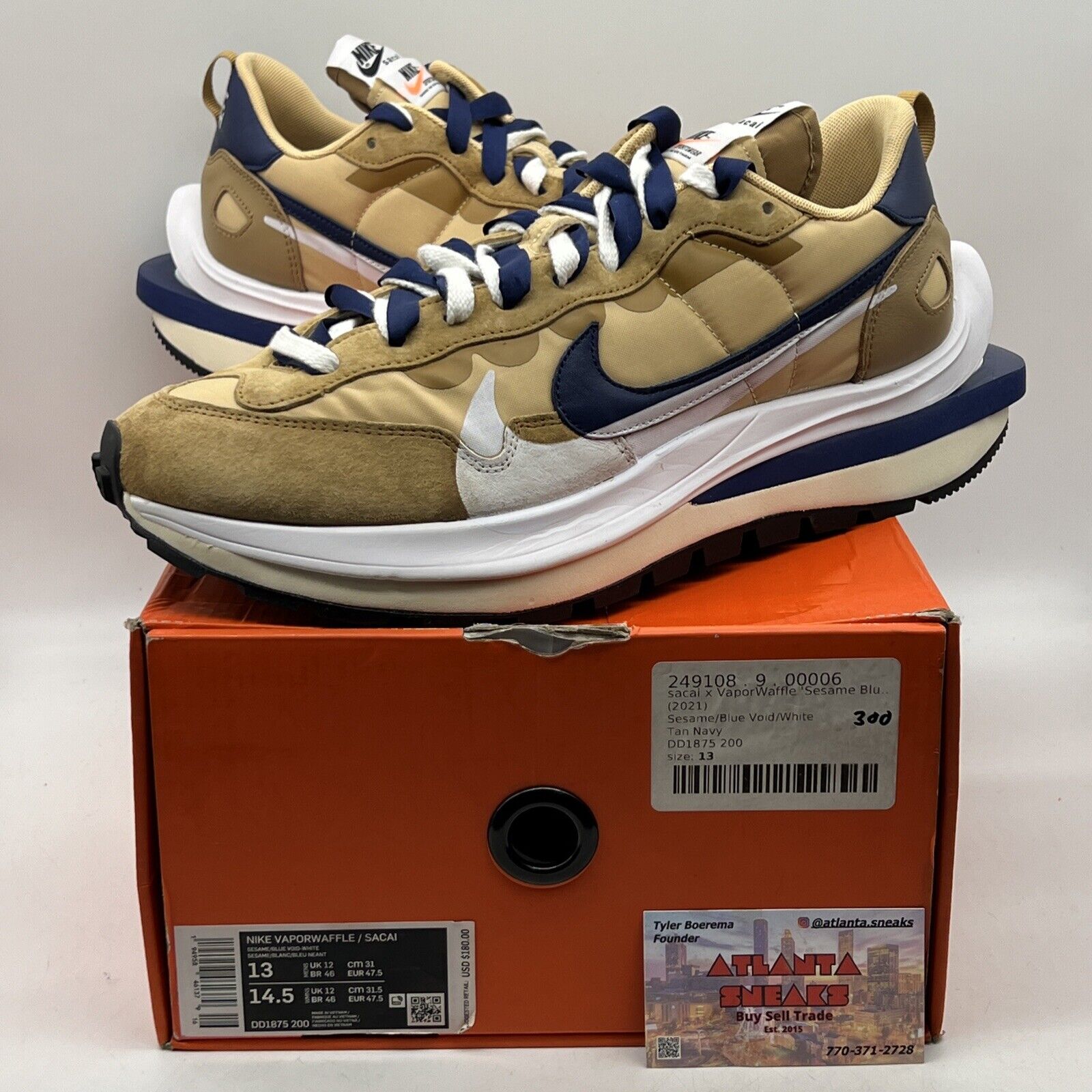 Size 13 - Nike VaporWaffle x Sacai Tan Navy White (DD1875-200)