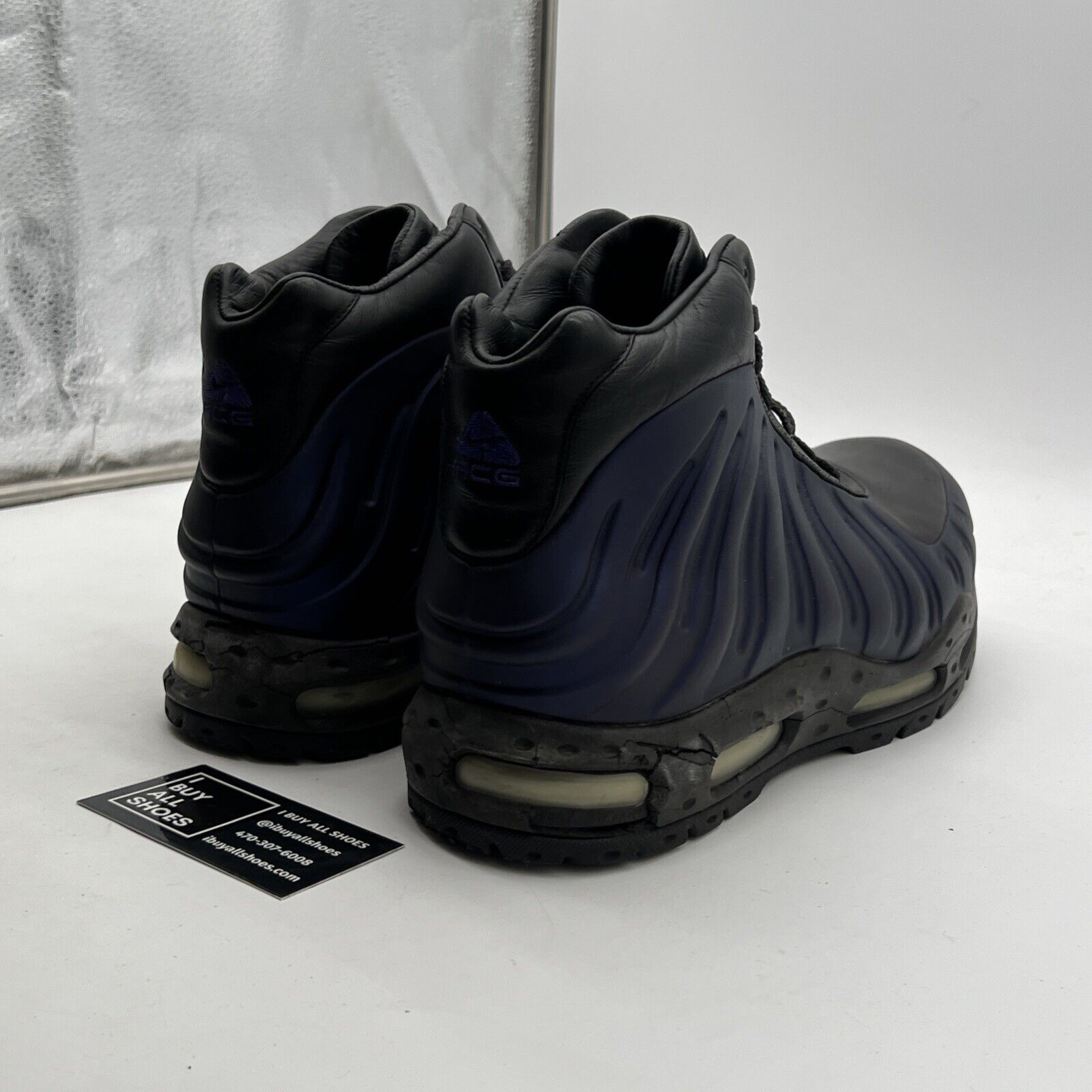 Size 12 - Nike Foamposite Black/Club Purple (333791-504)