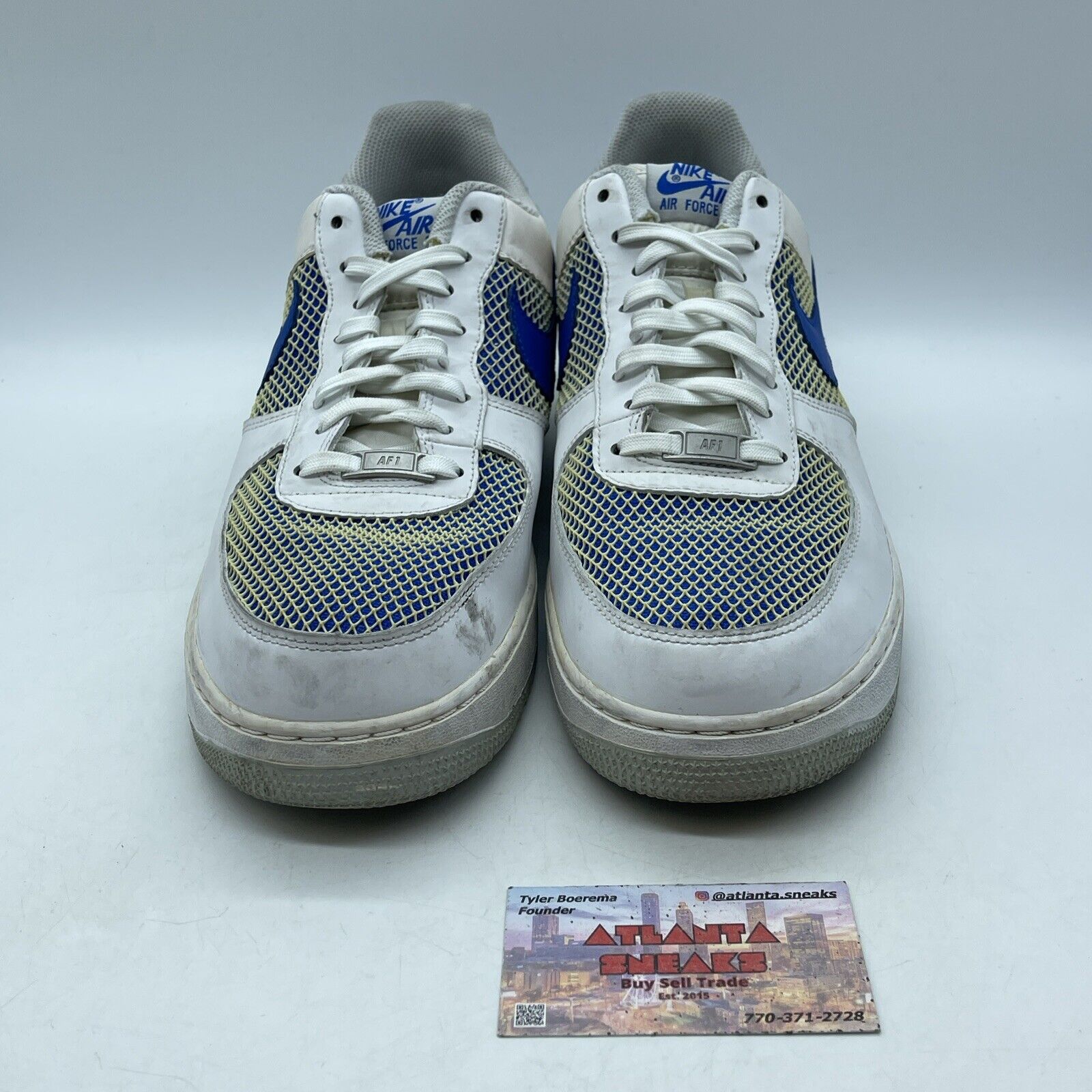 Size 13 - Nike Air Force 1 White Blue Leather (488298-150)