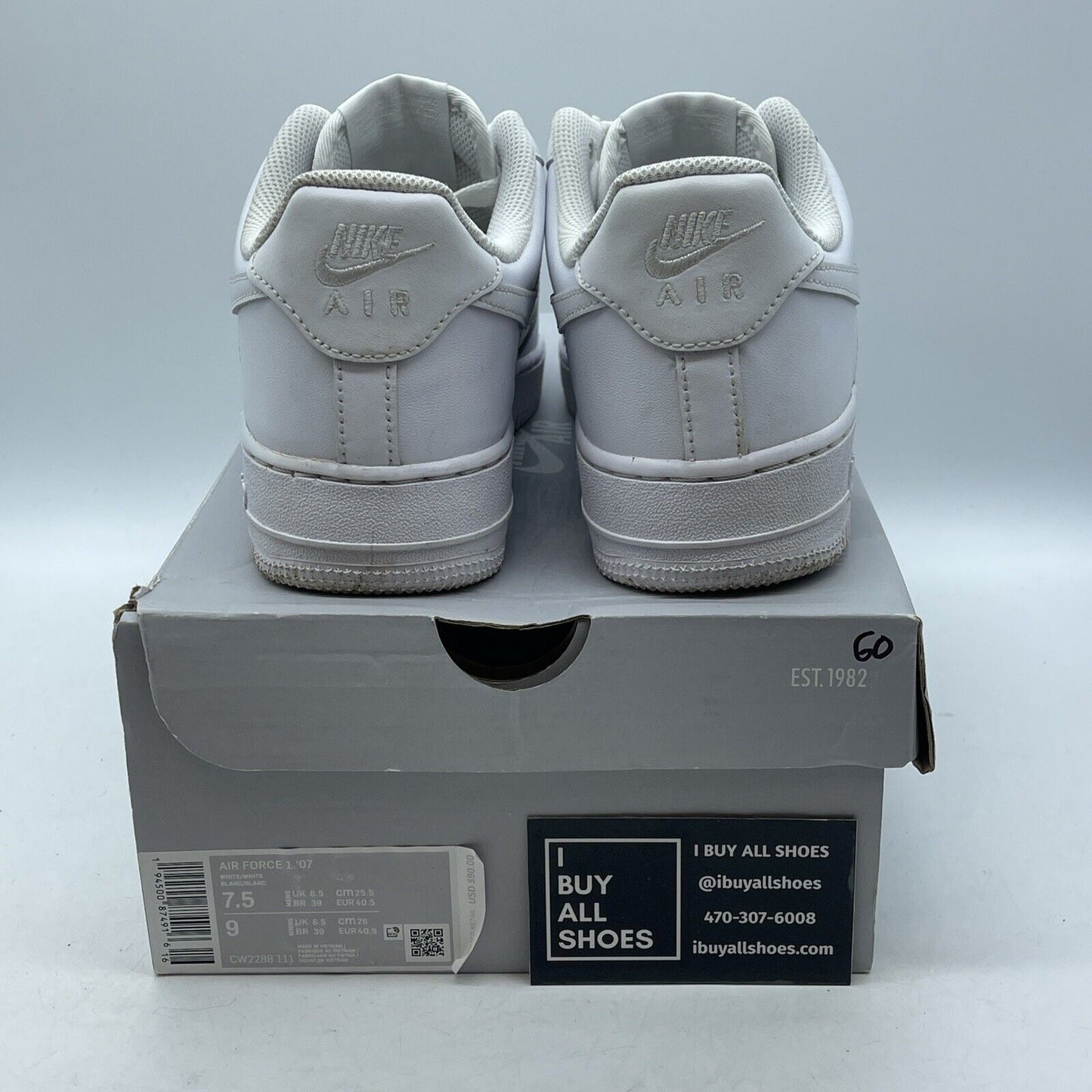 Size 7.5 - Nike Air Force 1 '07 Low Triple White Suede Leather (CW2288-111)