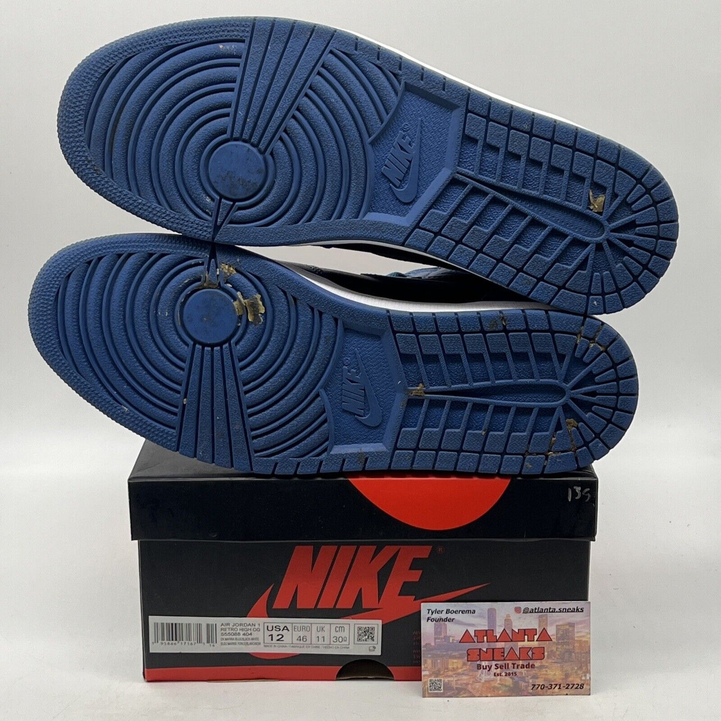 Size 12 - Jordan 1 Retro OG High Dark Marina Blue Leather (555088-404)
