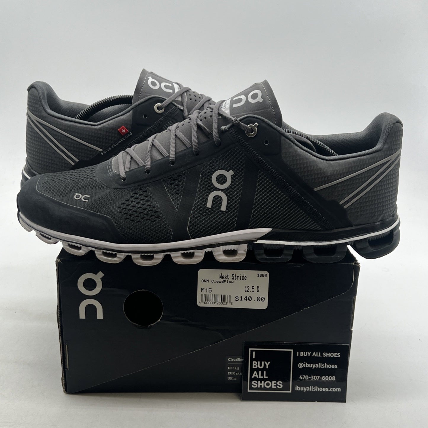 Size 12.5 - On Cloud Mens Running Athletic Shoes Dark Grey