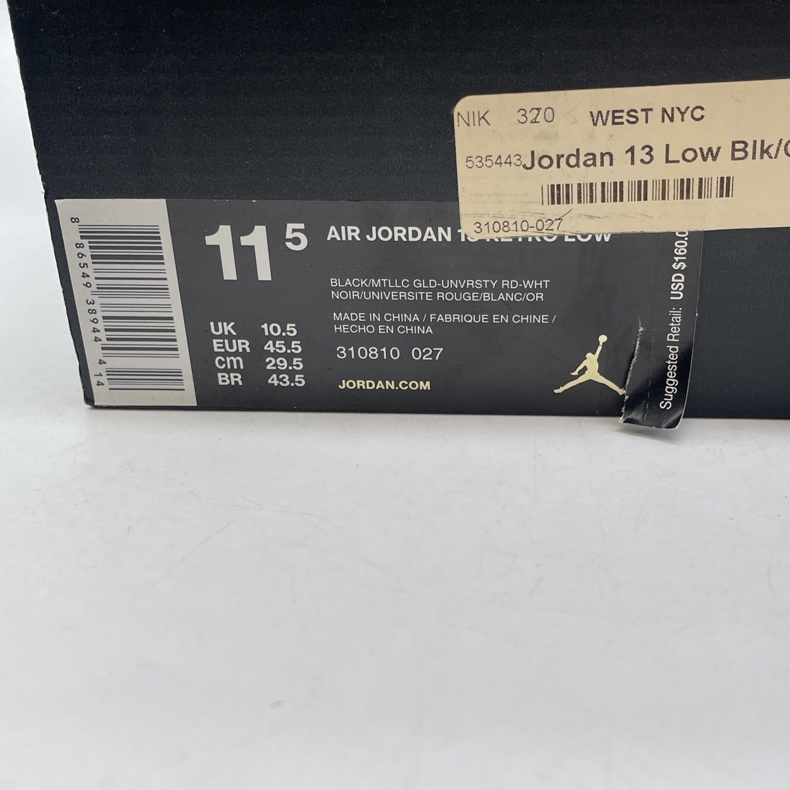 Size 11.5 - Air Jordan 13 Retro Low Bred Red Suede Leather (310810-027)