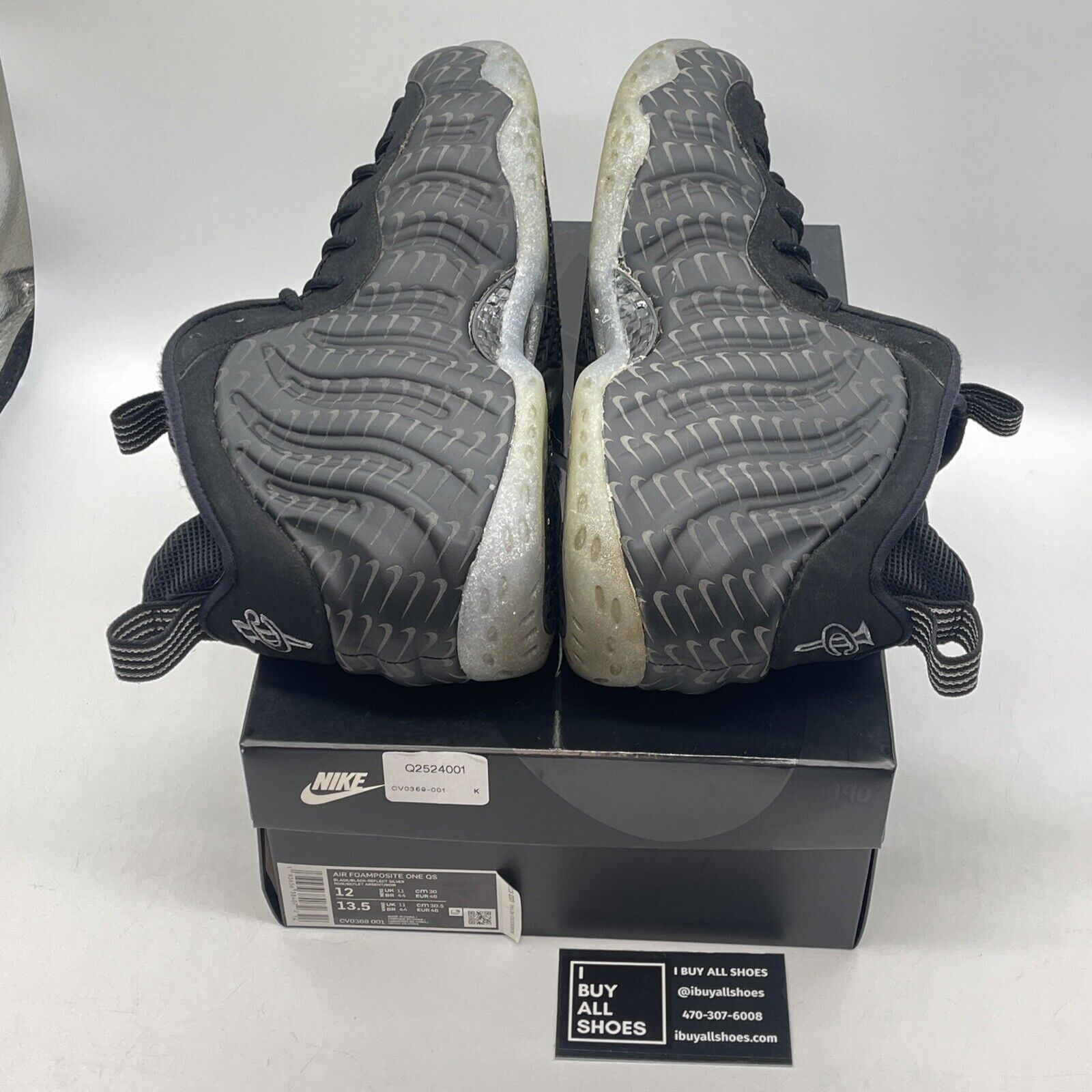Size 12 - Nike Air Foamposite One Swoosh Black Suede Leather (CV0369-001)