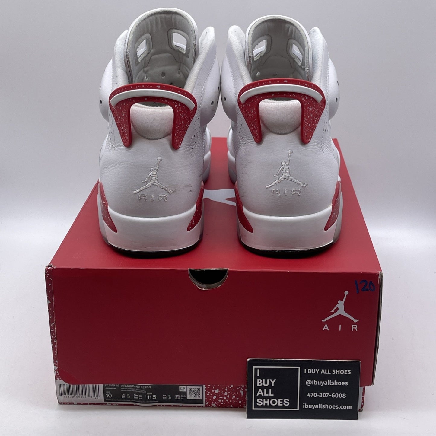 Size 10 - Jordan 6 White University Red 2022 Leather (CT8529-162)