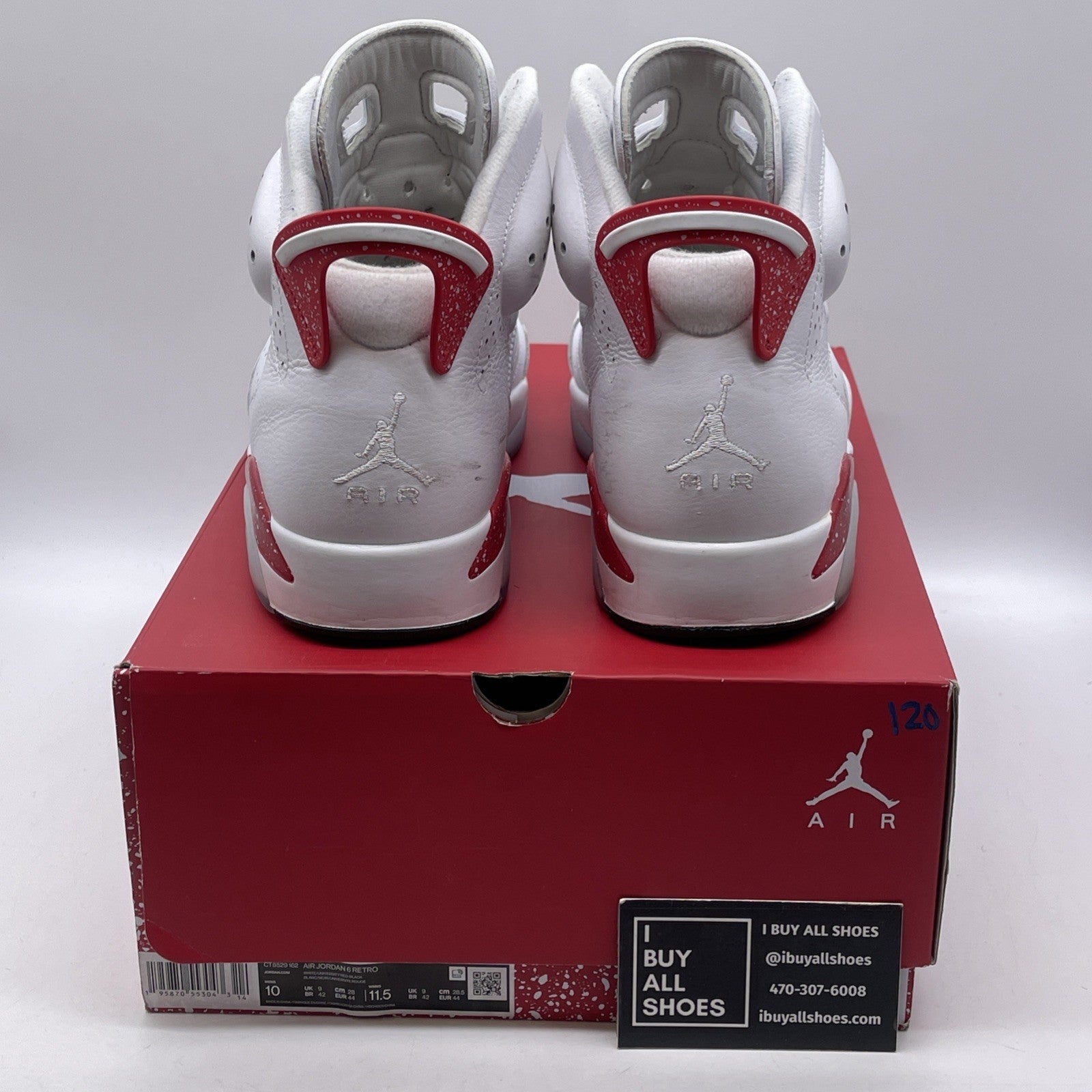 Size 10 - Jordan 6 White University Red 2022 Leather (CT8529-162)
