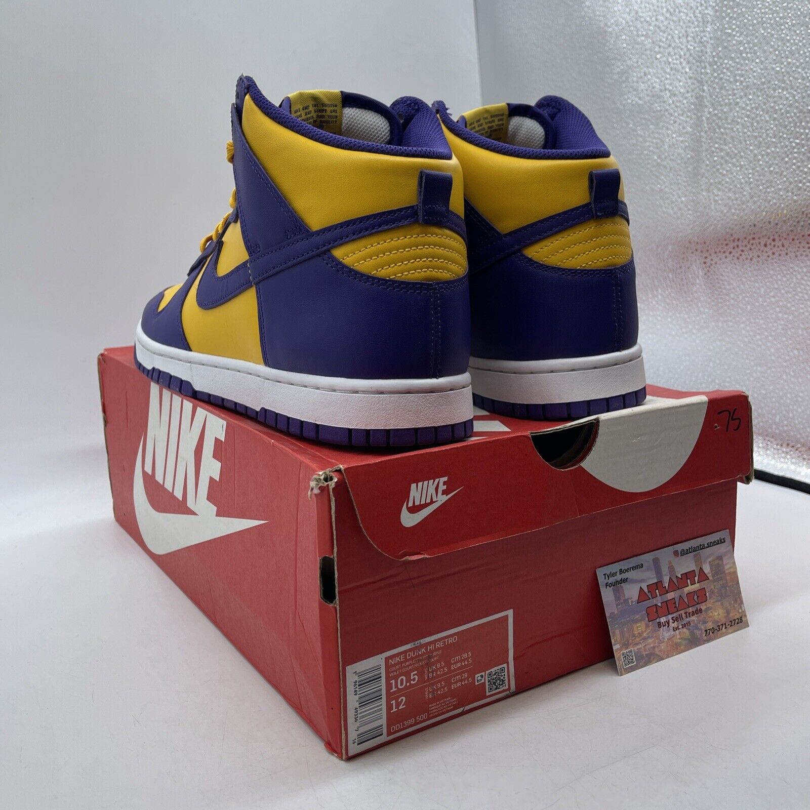 Size 10.5 - Nike Dunk High Lakers Yellow Purple Leather (DD1399-500)