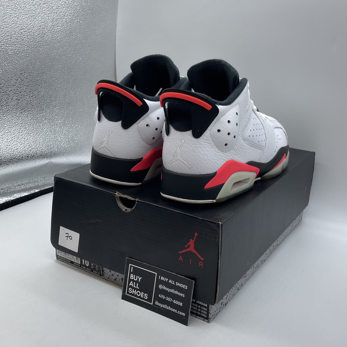 Size 10 - Air Jordan 6 Low White Infrared Black Leather (304401-123)