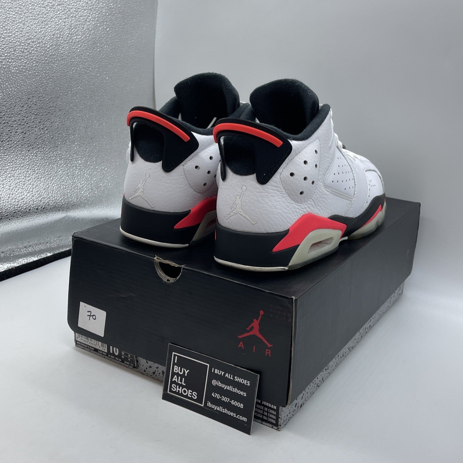 Size 10 - Air Jordan 6 Low White Infrared Black Leather (304401-123)
