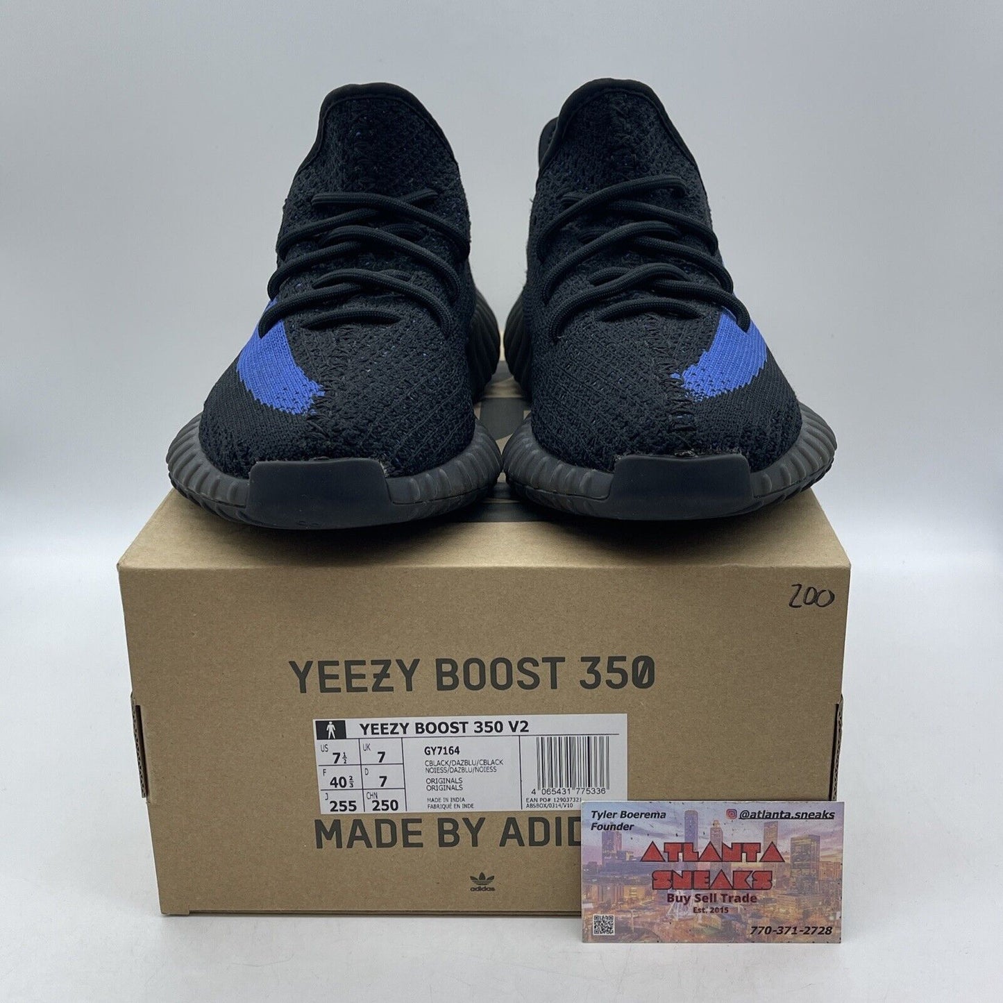 Size 7.5 - adidas Yeezy Boost 350 V2 Low Dazzling Blue Black Suede (GY7164)