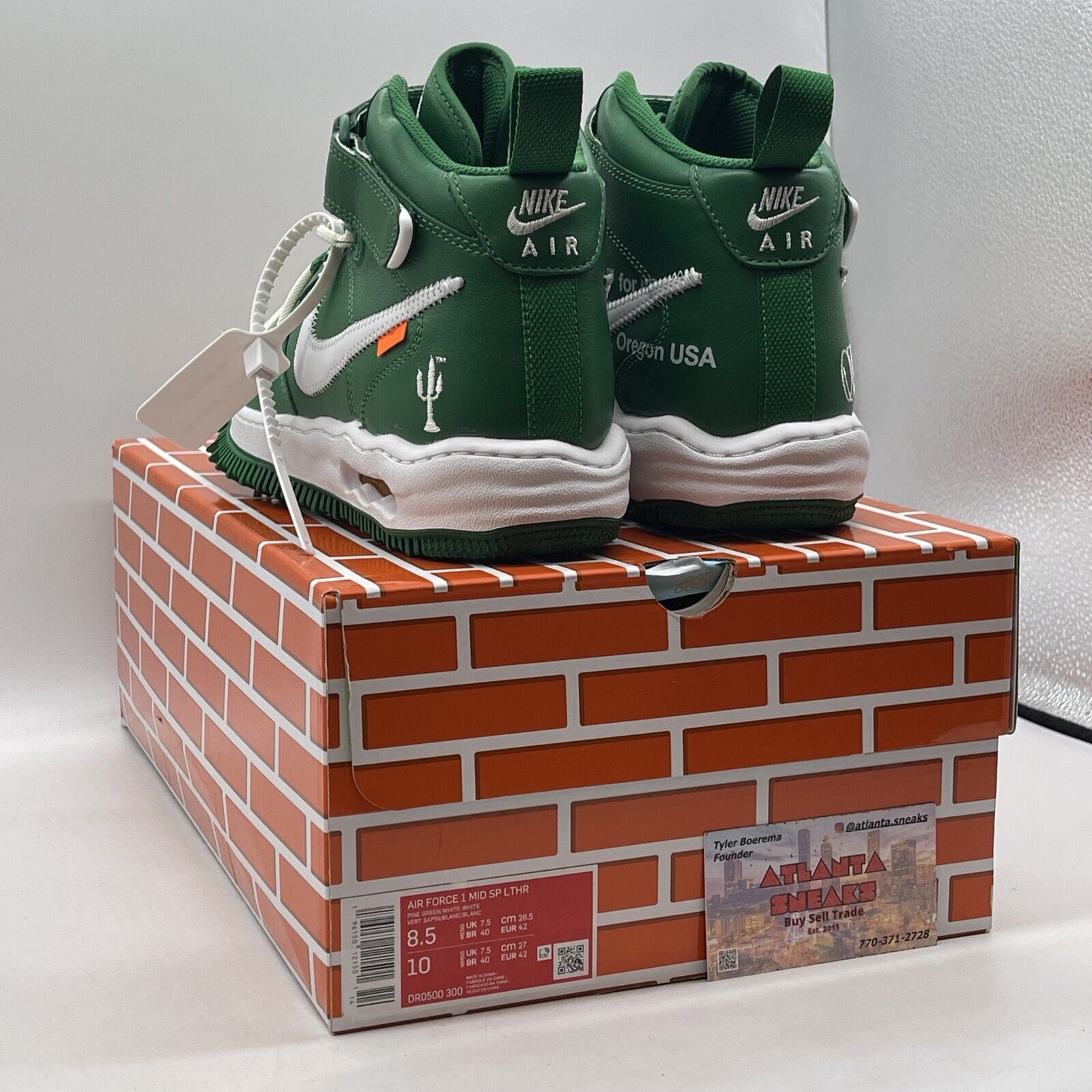 Size 8.5 - Nike Off-White x Air Force 1 SP Leather Mid Pine Green (DR0500-300)