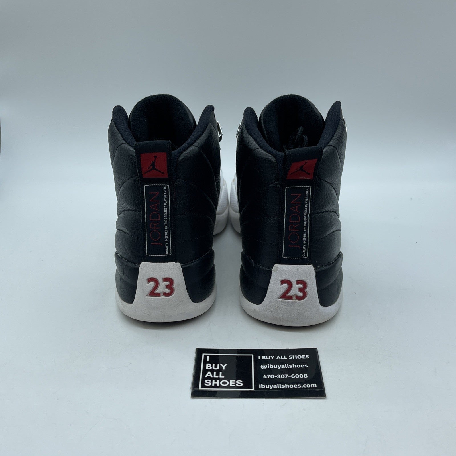 Size 8.5 - Air Jordan 12 Retro 2012 Playoff Black White Leather (130690-001)