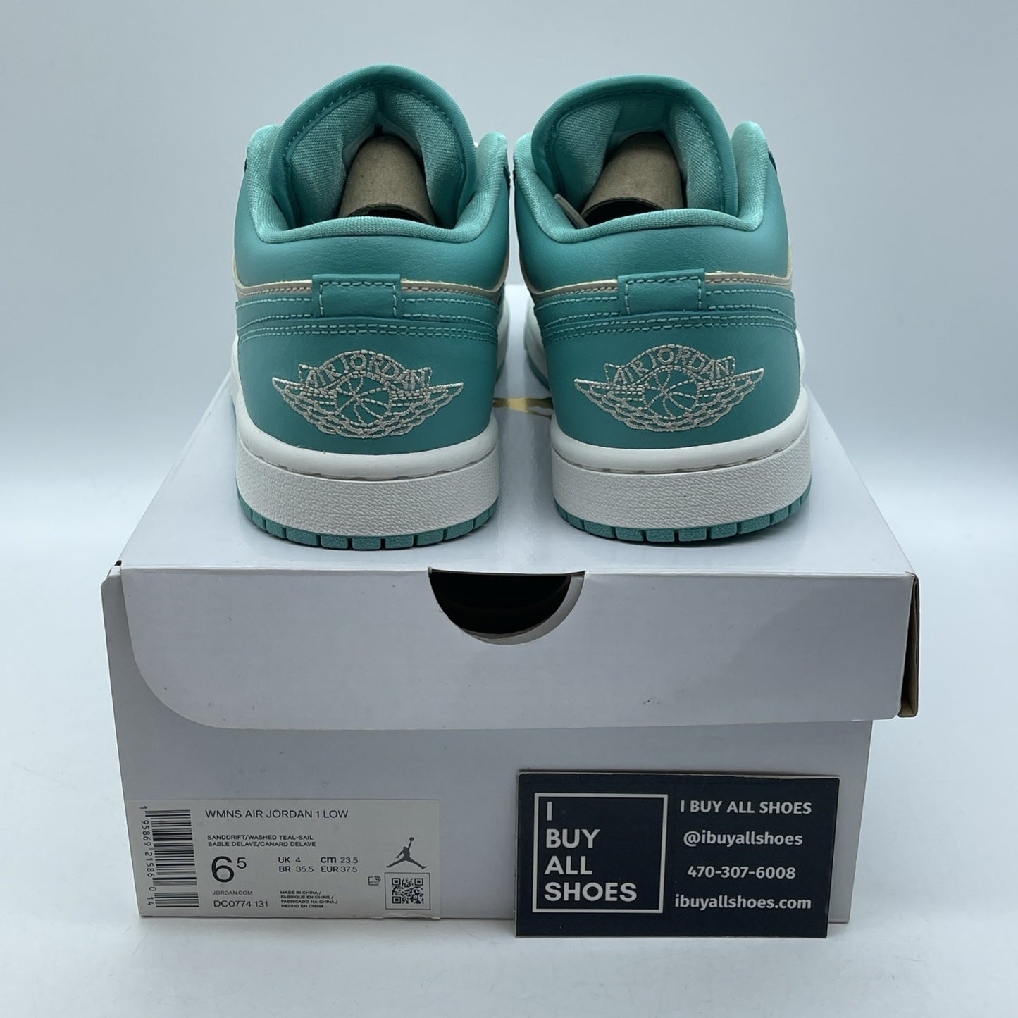 Size 6.5W - Nike Air Jordan 1 Low Washed Tropical Teal  Leather (DC0774-131)