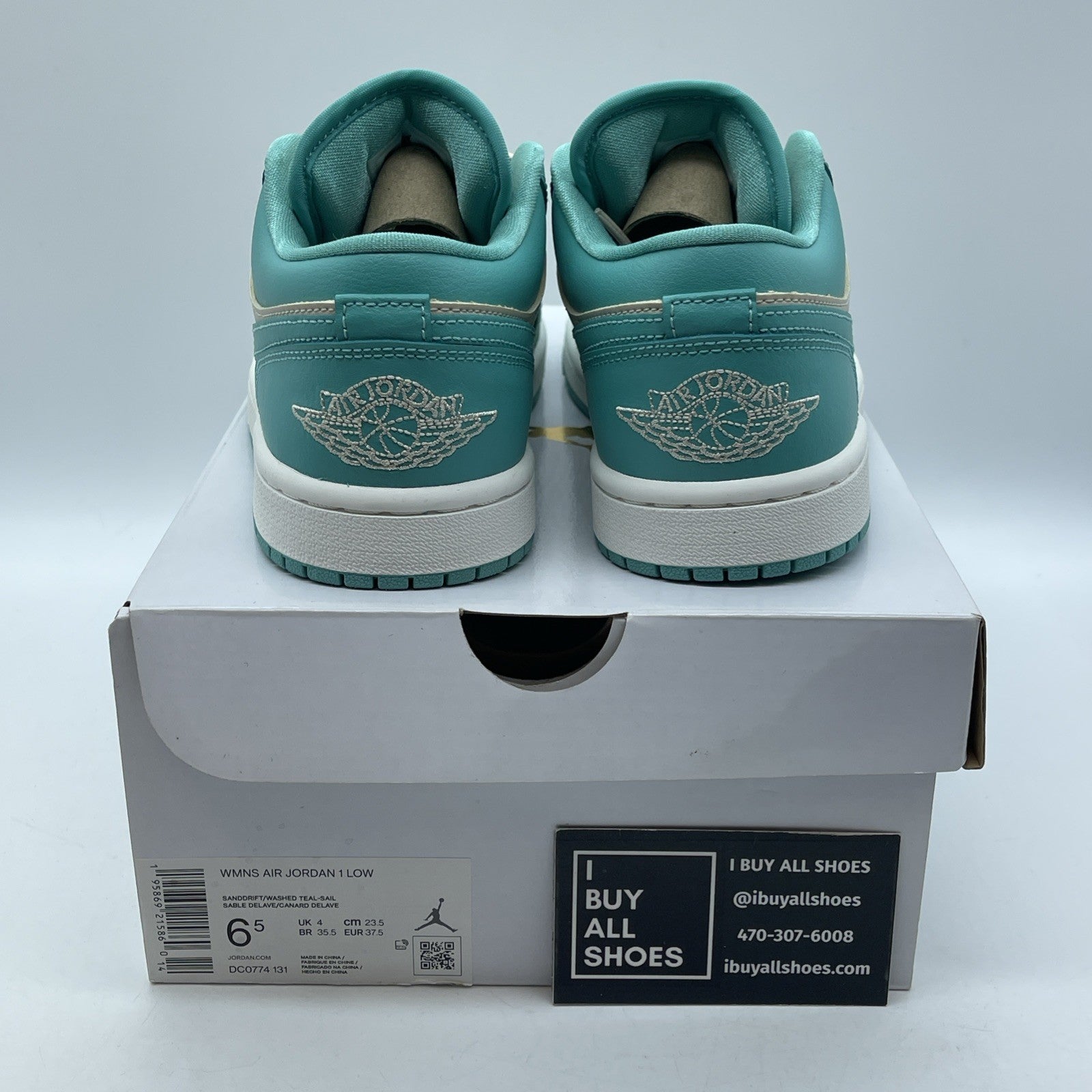 Size 6.5W - Nike Air Jordan 1 Low Washed Tropical Teal  Leather (DC0774-131)