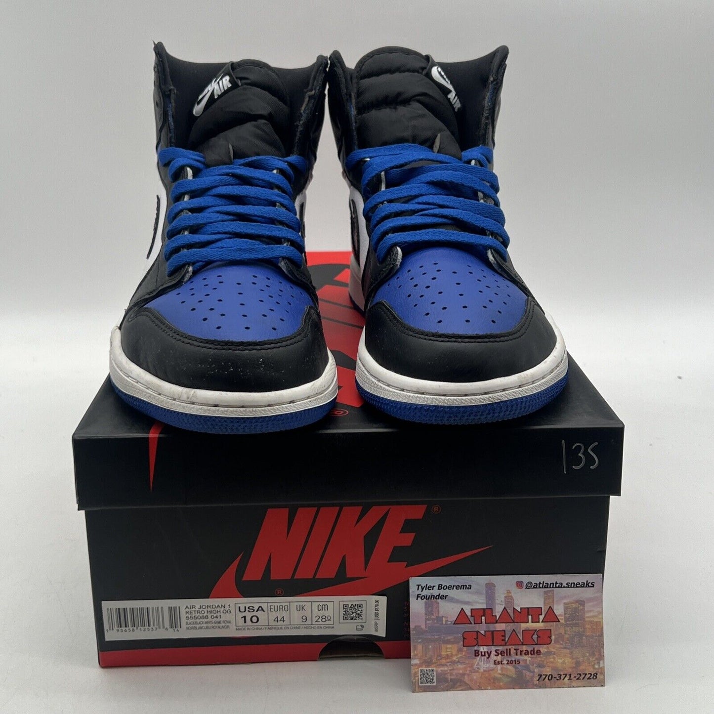 Size 10 - Jordan 1 Retro OG High Royal Toe Black White Leather Blue  555088-041