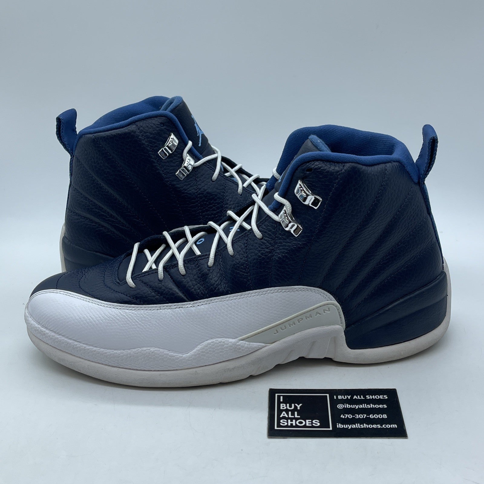 Size 13 - Air Jordan 12 Retro 2012 Obsidian Blue White Leather (130690-410)