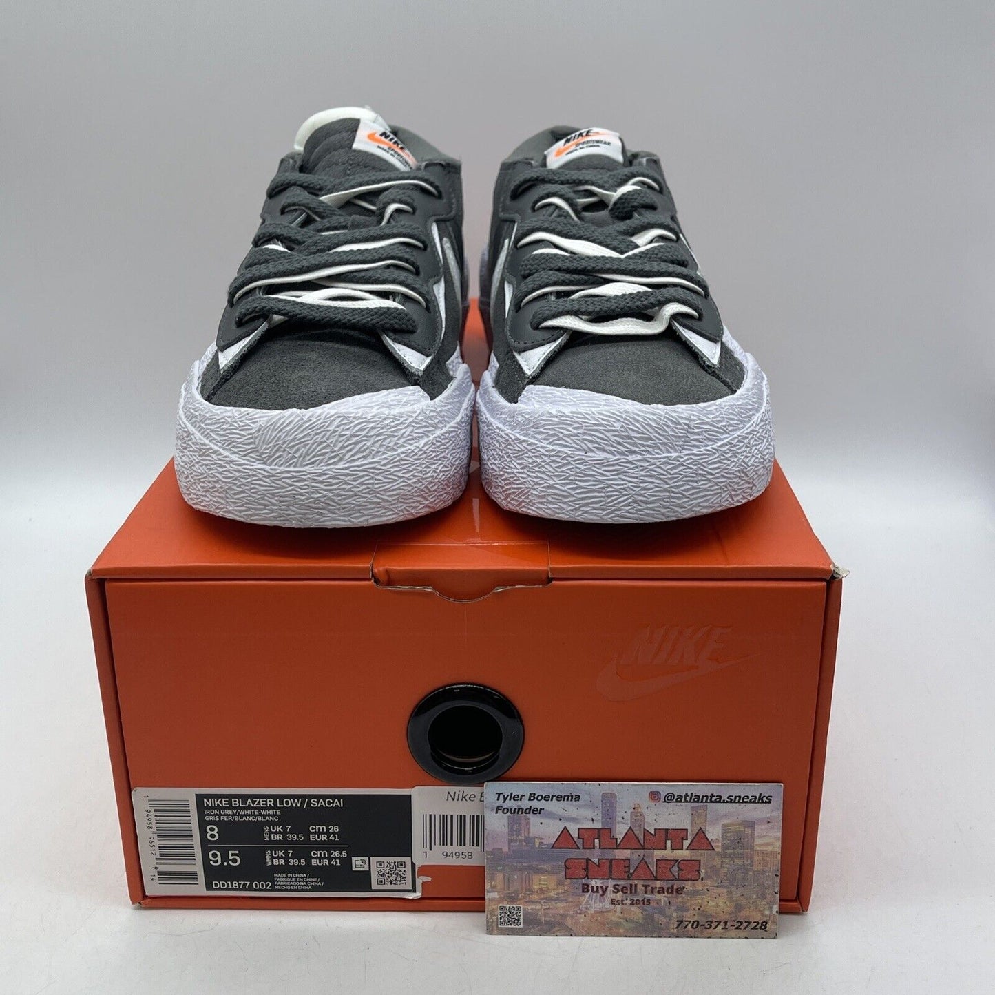 Size 8 - Nike sacai x Blazer Low Iron Grey Suede White Leather (DD1877-002)