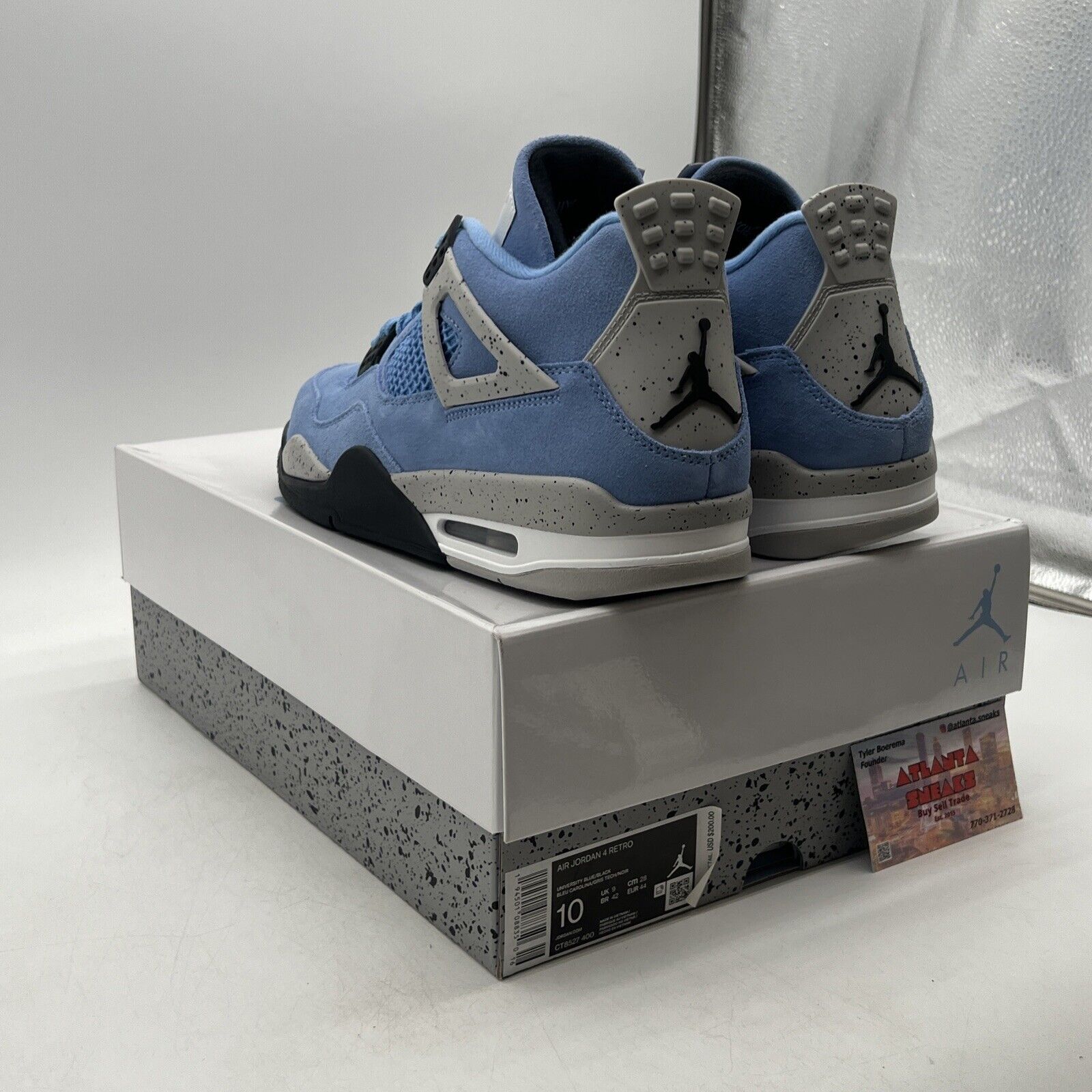 Size 10 - Jordan 4 Retro Mid University Blue Black Grey Suede (CT8527-400)