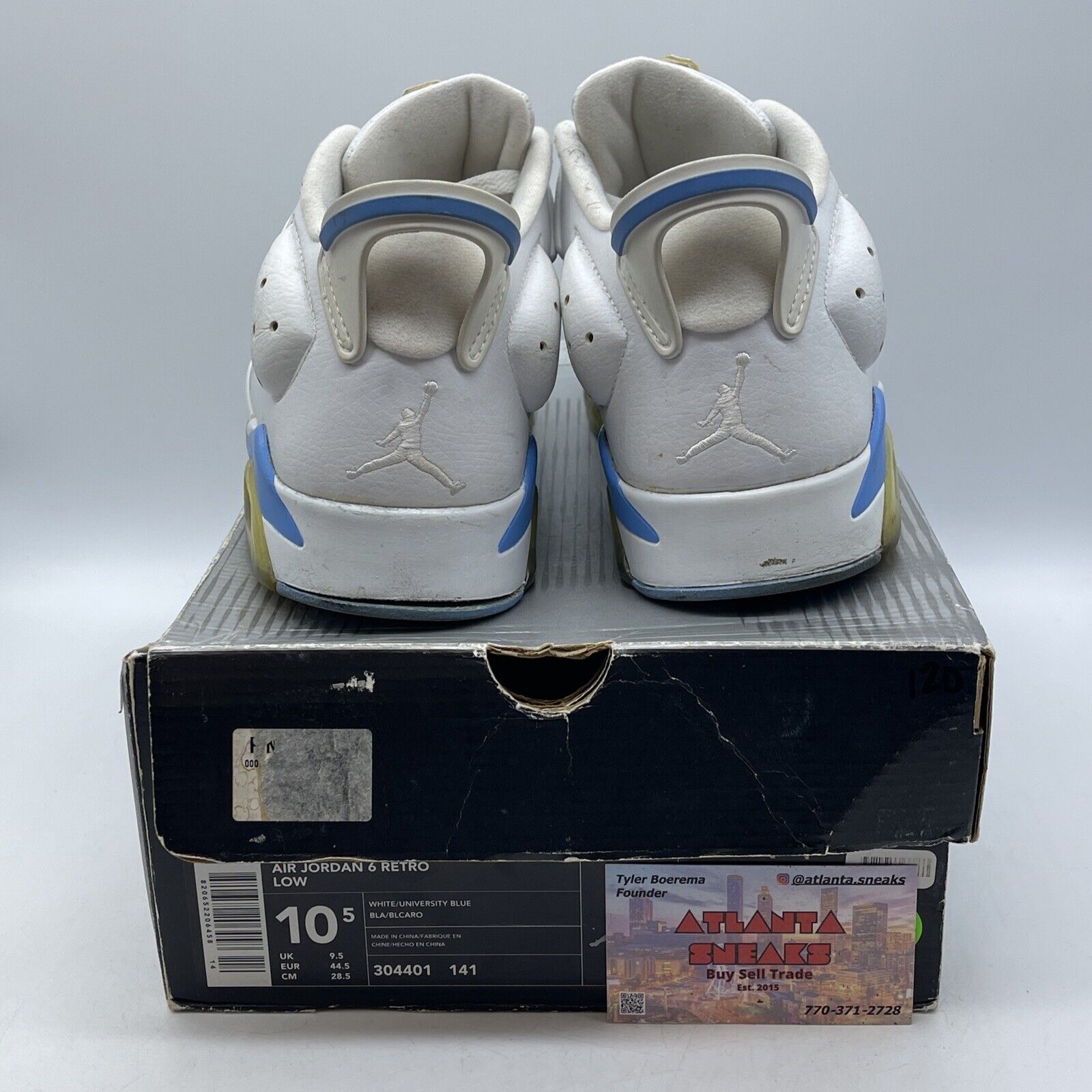 Size 10.5 - Air Jordan 6 Retro Low University Blue White Leather (304401-141)