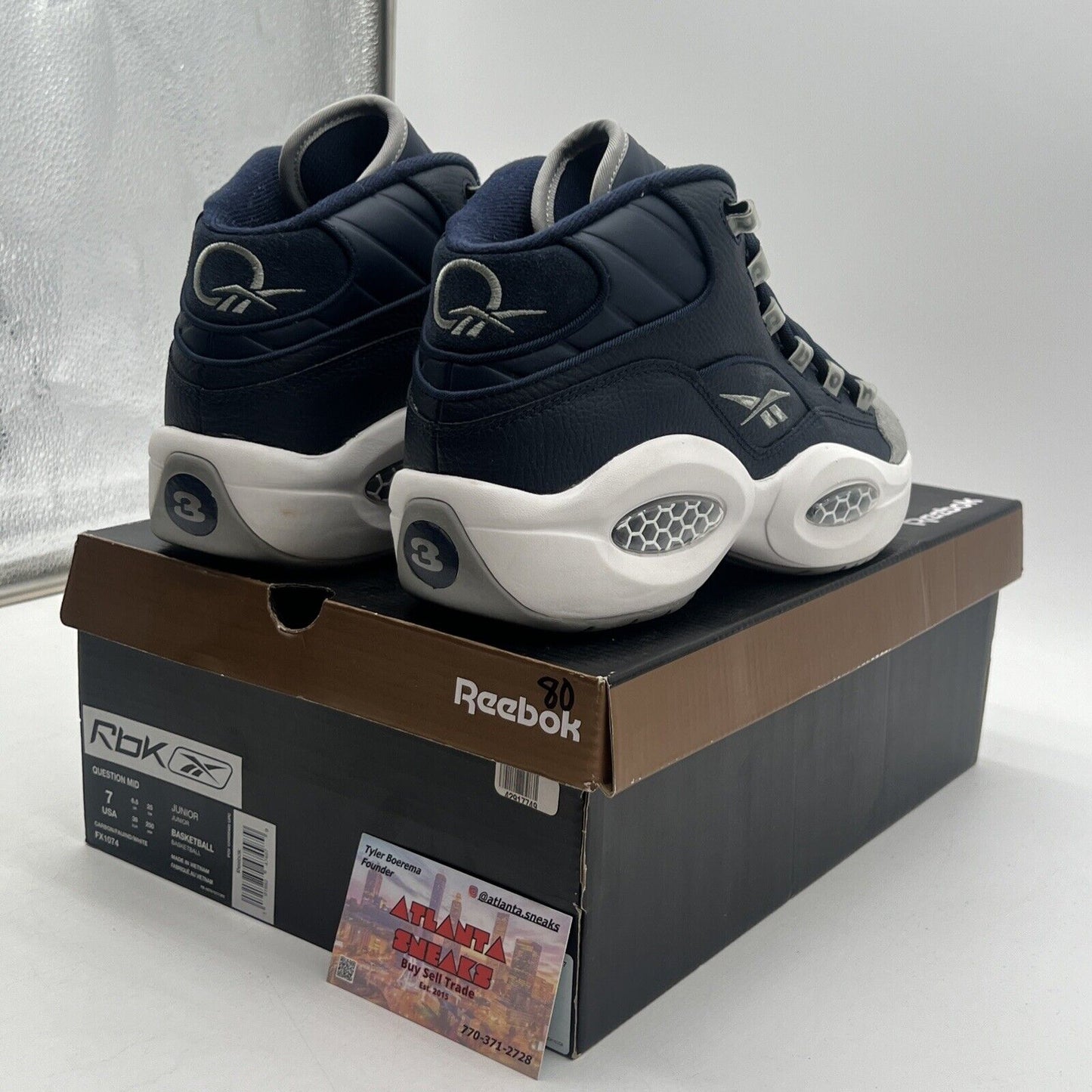 Size 7 - Reebok Question Mid Georgetown Navy Grey White  (FX1074)