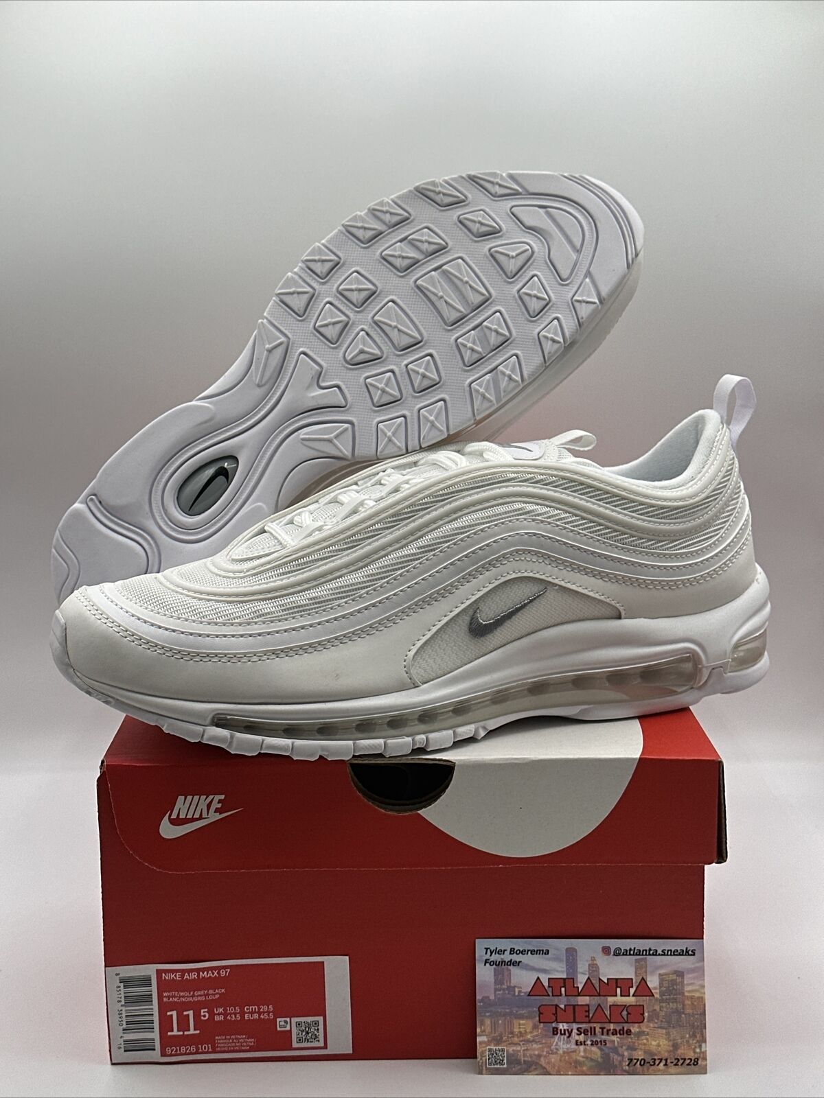 Size 11.5 - Nike Air Max 97 Triple White Wolf Gray