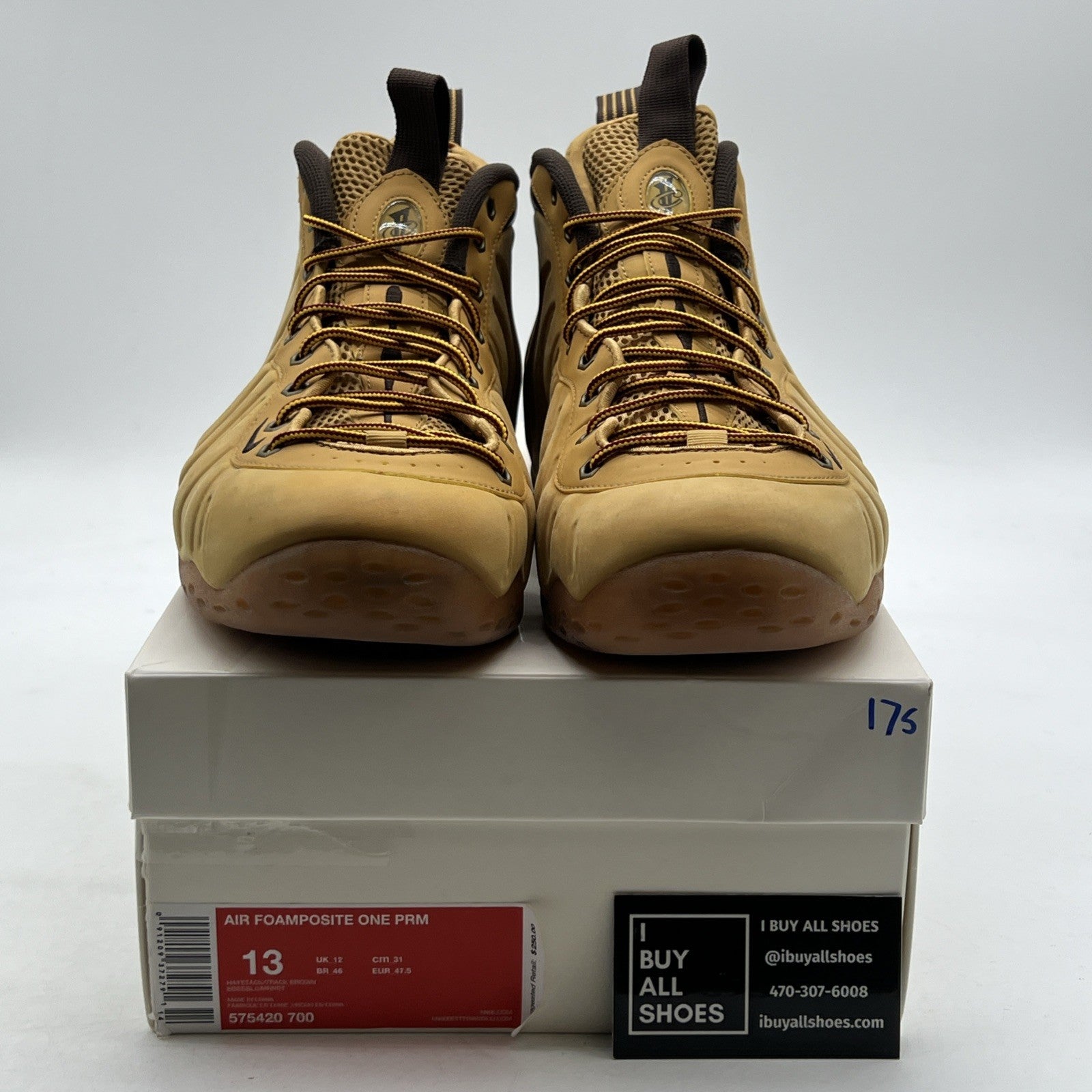 Size 13 - Nike Air Foamposite One Premium Wheat Haystack Sneakers (575420-700)