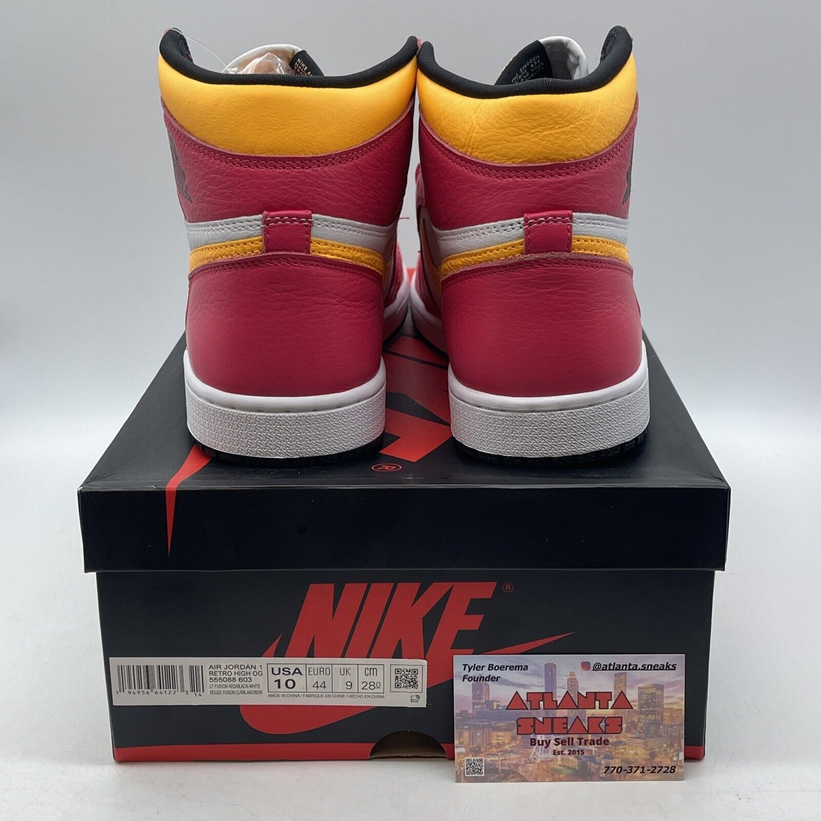 Size 10 - Jordan 1 Retro High OG Light Fusion Red White Yellow (555088-603)