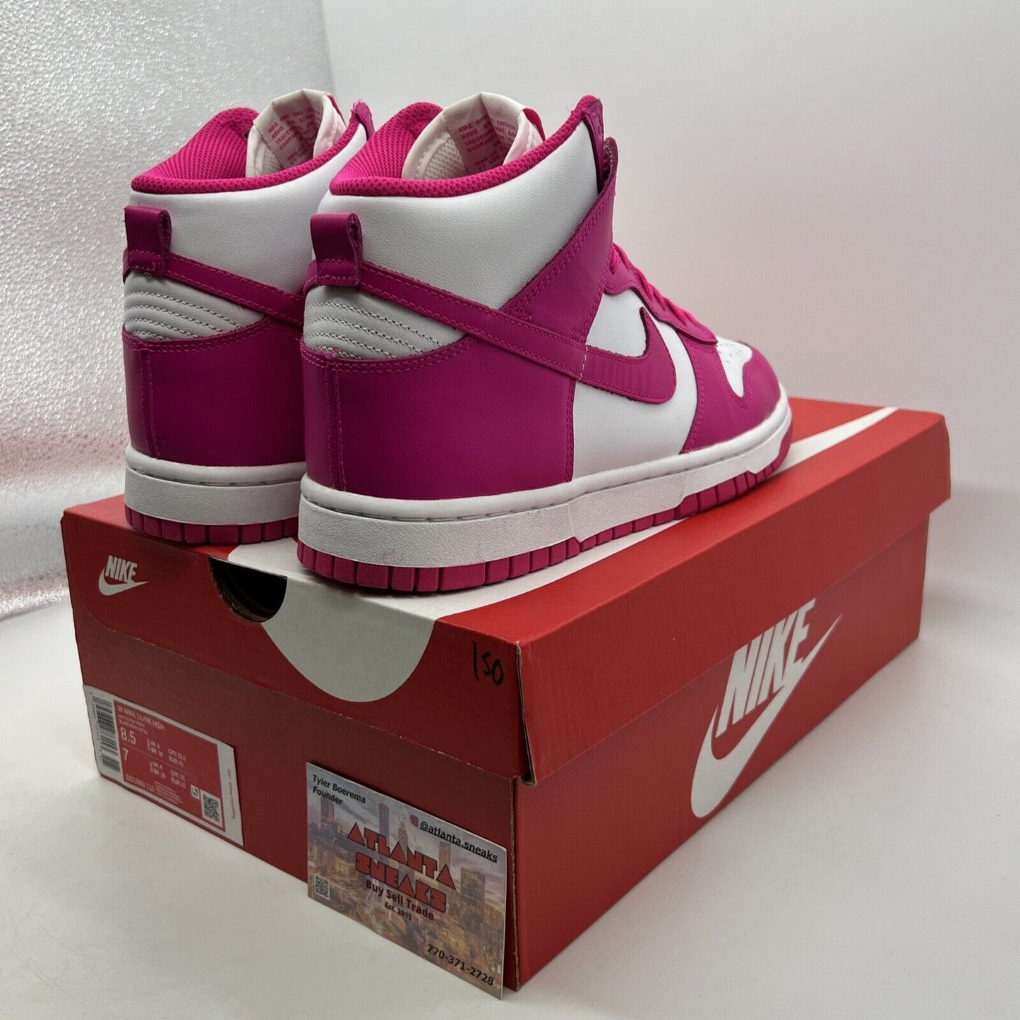 Size 8.5 - Nike Dunk High Pink Prime W White Leather (DD1869-110)