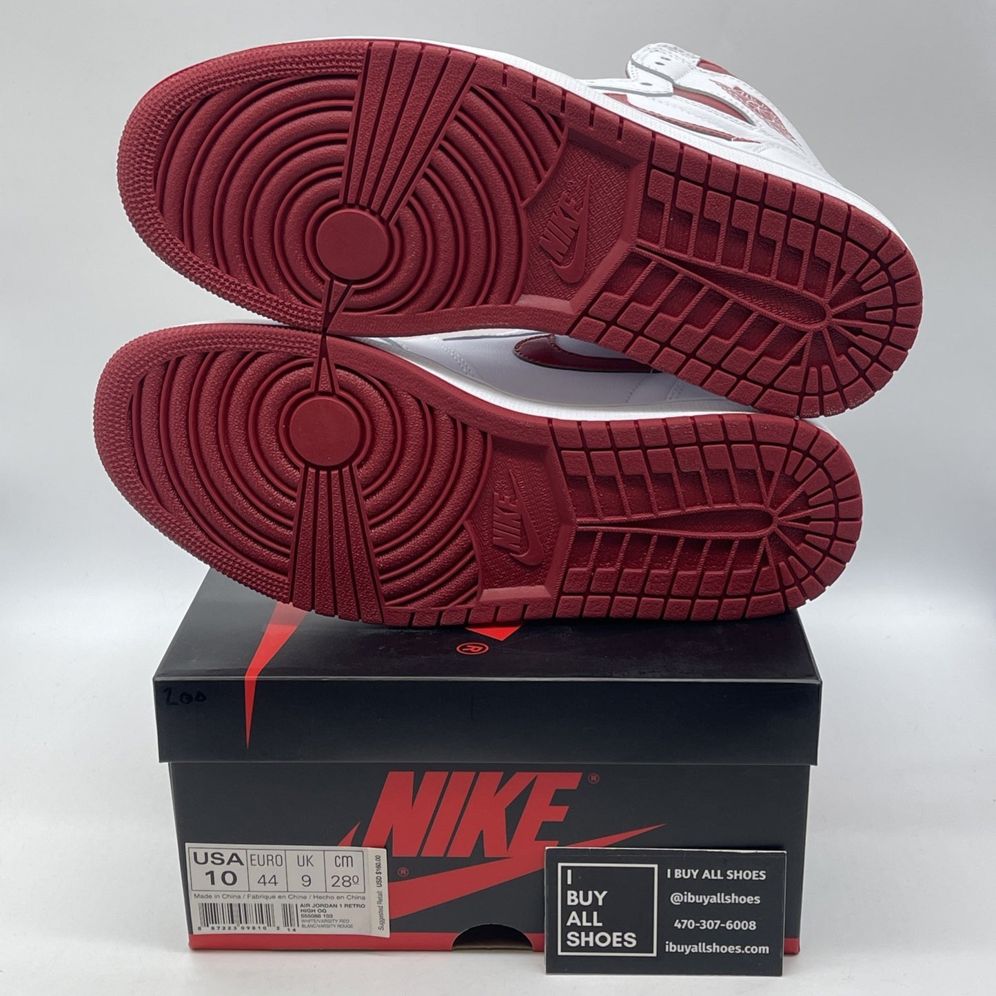 Size 10 - Air Jordan 1 Retro OG High Metallic Red White Leather (555088-103)