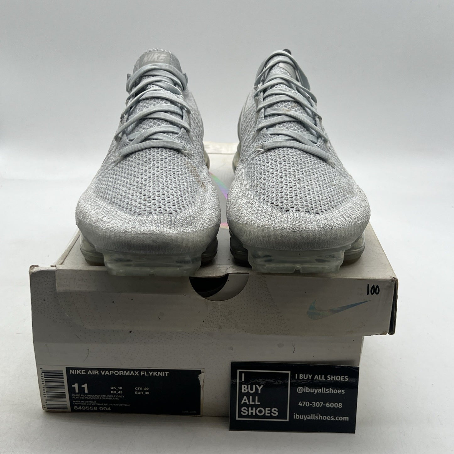 Size 11 - Nike Air VaporMax Pure Platinum (849558-004)