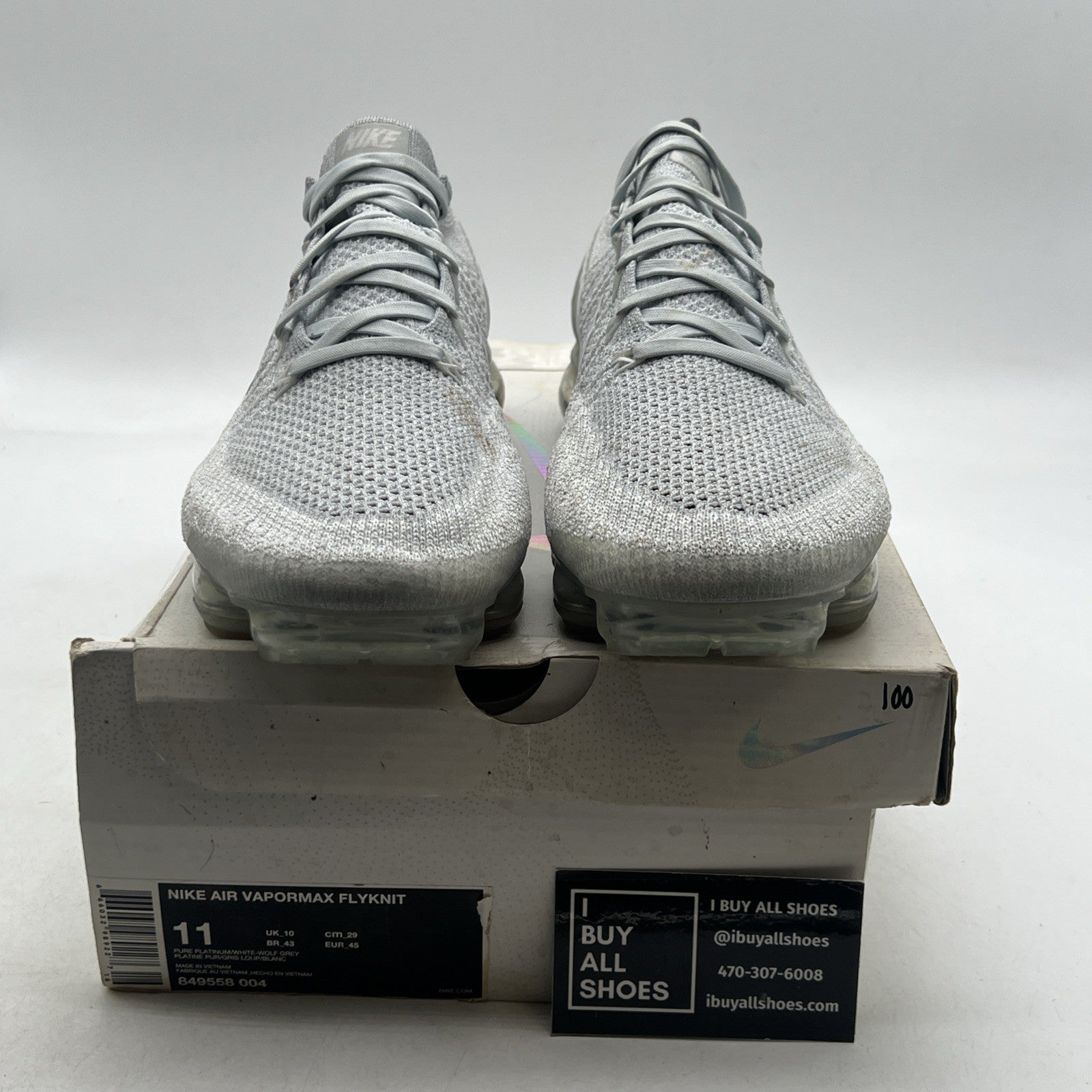 Size 11 - Nike Air VaporMax Pure Platinum (849558-004)