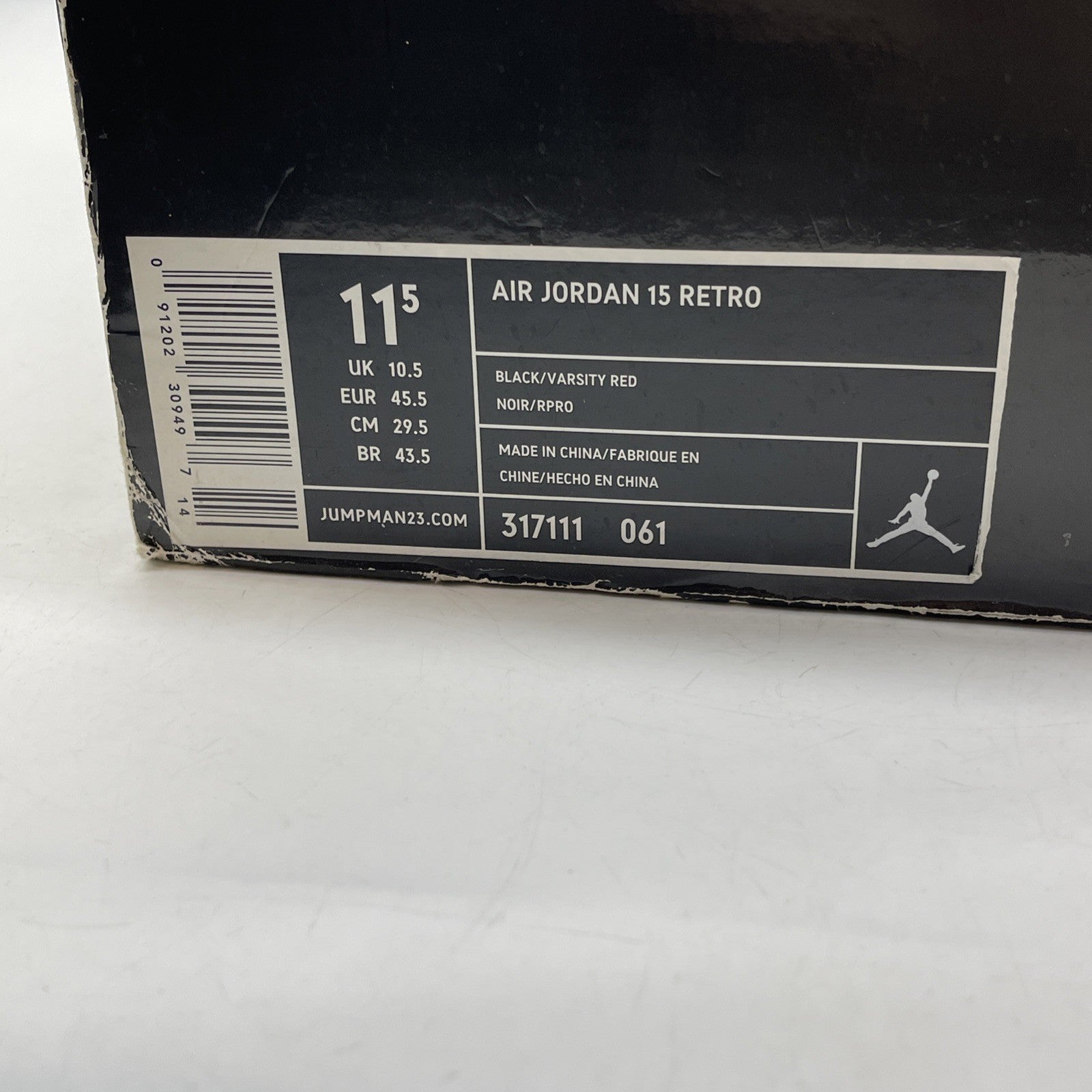 Size 11.5 - Air Jordan 15 Retro 2007 Stealth Black Leather (317111-061)
