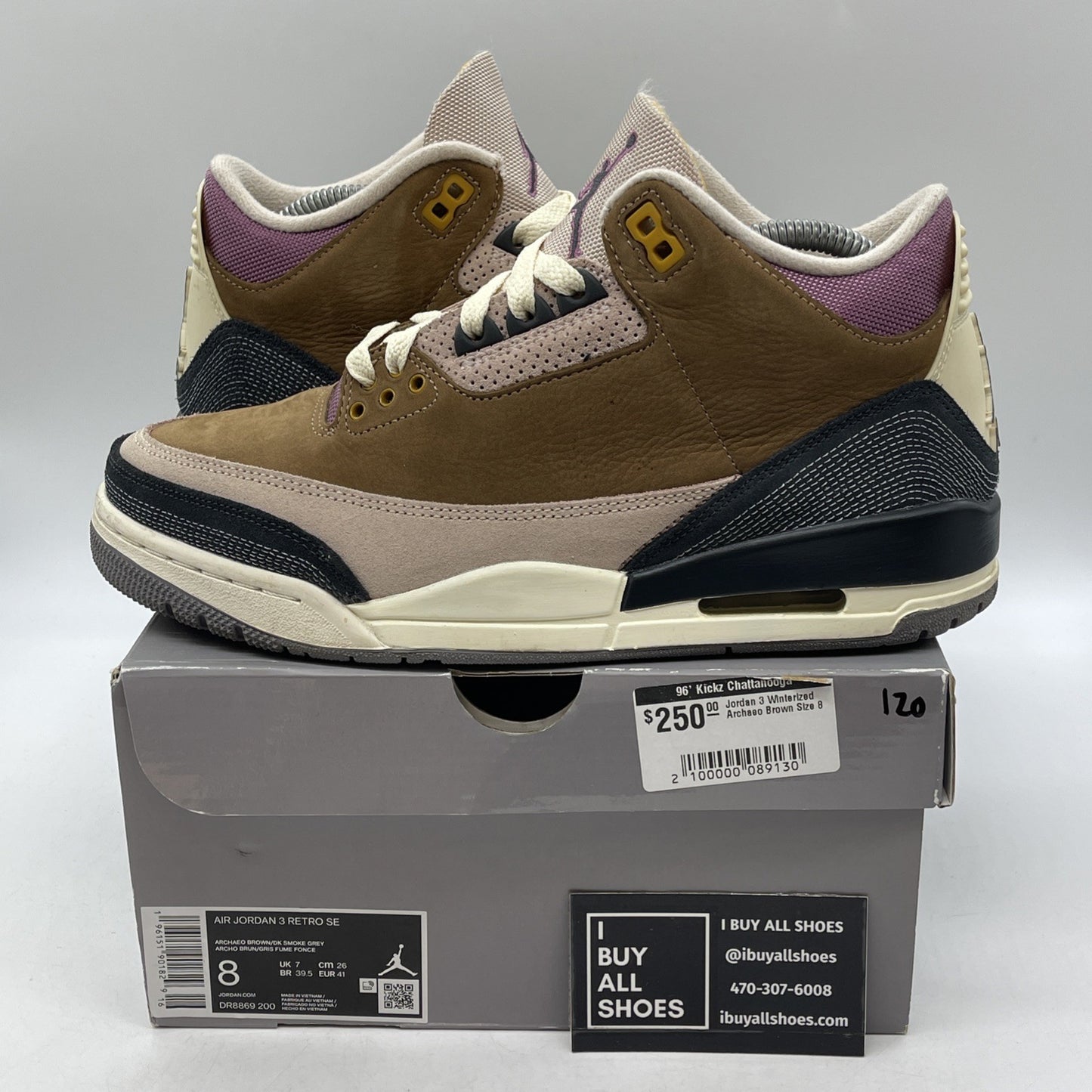 Size 8 - Air Jordan 3 Retro SE Winterized Brown Pink Black Suede (DR8869-200)