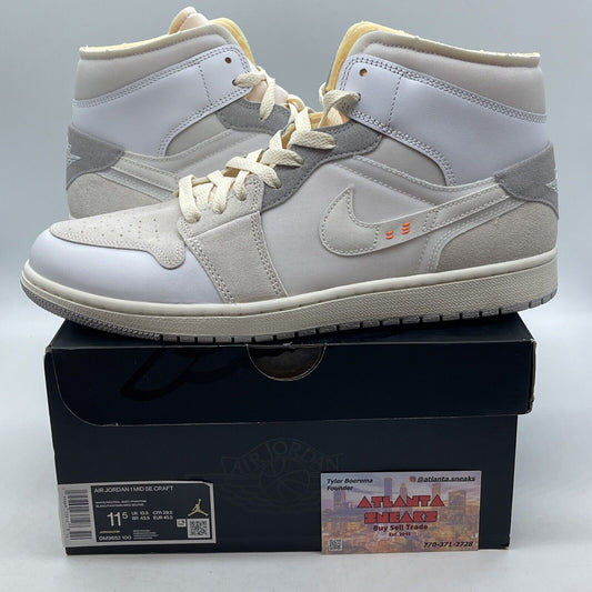 Size 11.5 - Jordan 1 Mid SE Craft Inside Out White Grey Suede (DM9652-100)