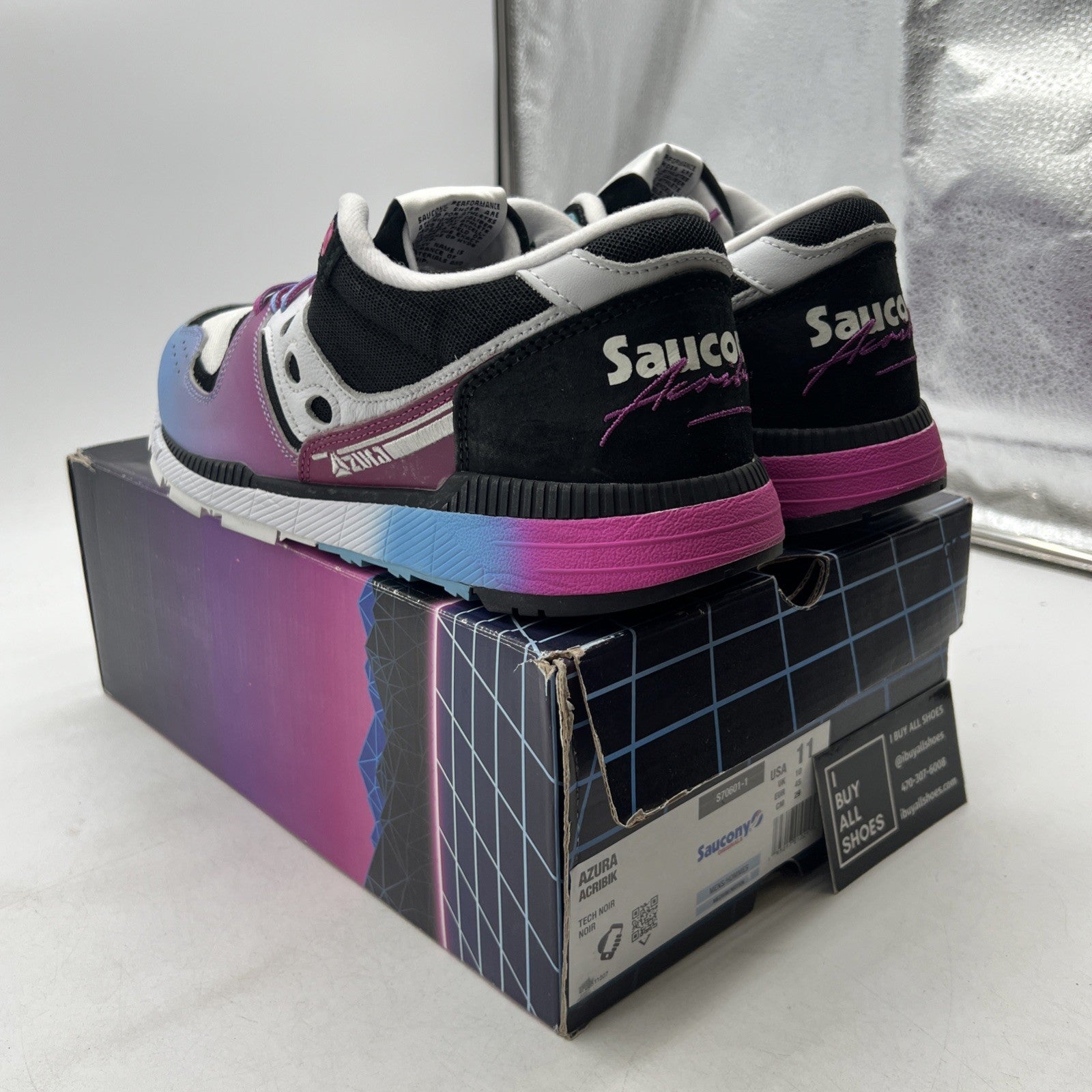 Size 11 - Acribik X Saucony Azura Tech Noir Black White (S70601-1)