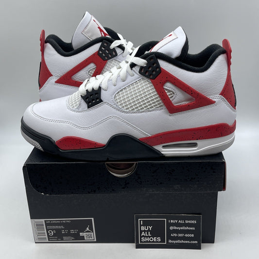 Size 9.5 - Air Jordan 4 Retro Mid Red Cement White Leather (DH6927-161)