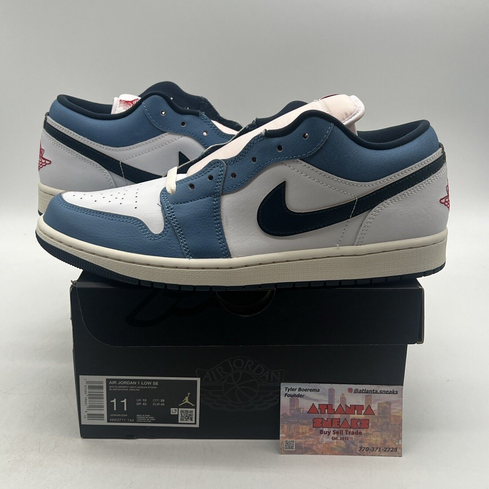 Size 11 - Nike Air Jordan 1 Low SE Shoes White Armory Navy (HM3711-144)