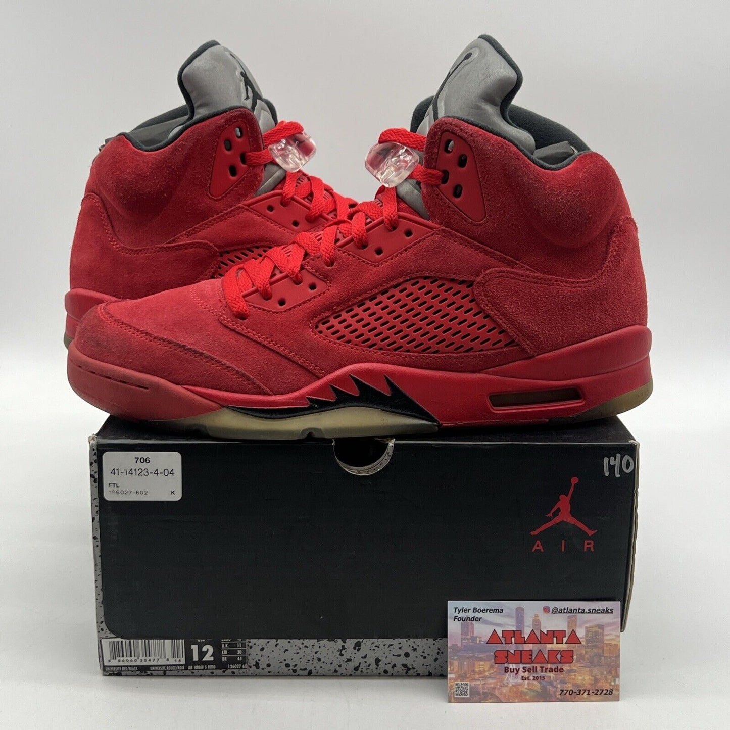 Size 12 - Air Jordan 5 Retro Red Suede Black Grey (136027-602)