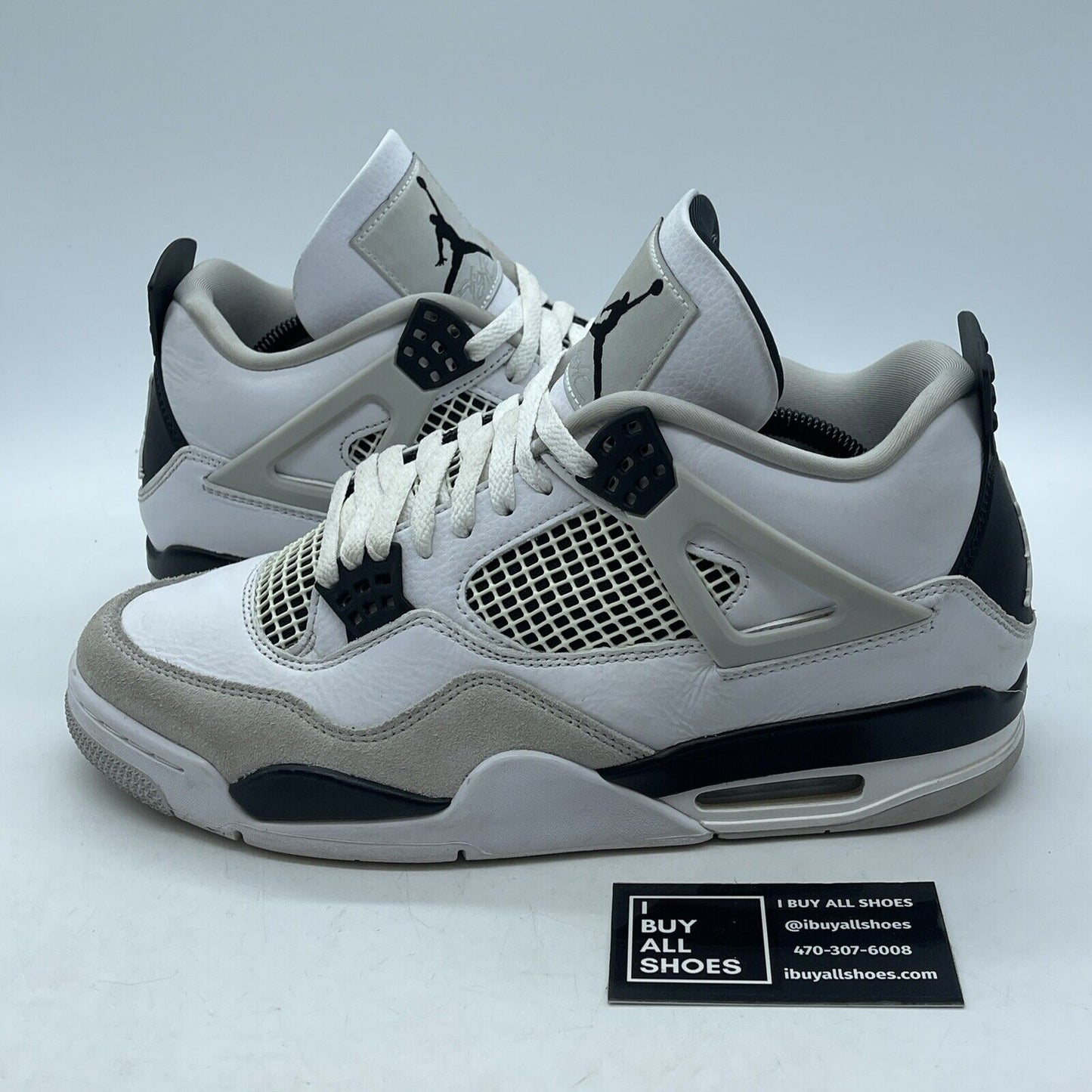 Size 10 - Jordan 4 Retro Mid Military Black White Suede Leather (DH6927-111)