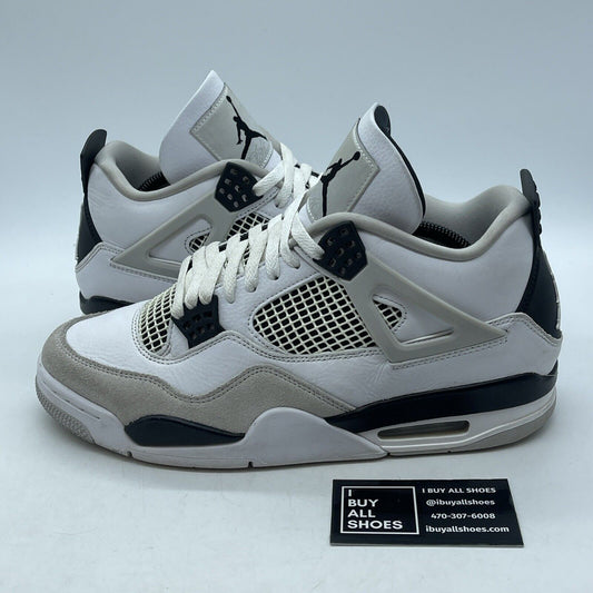 Size 10 - Jordan 4 Retro Mid Military Black White Suede Leather (DH6927-111)