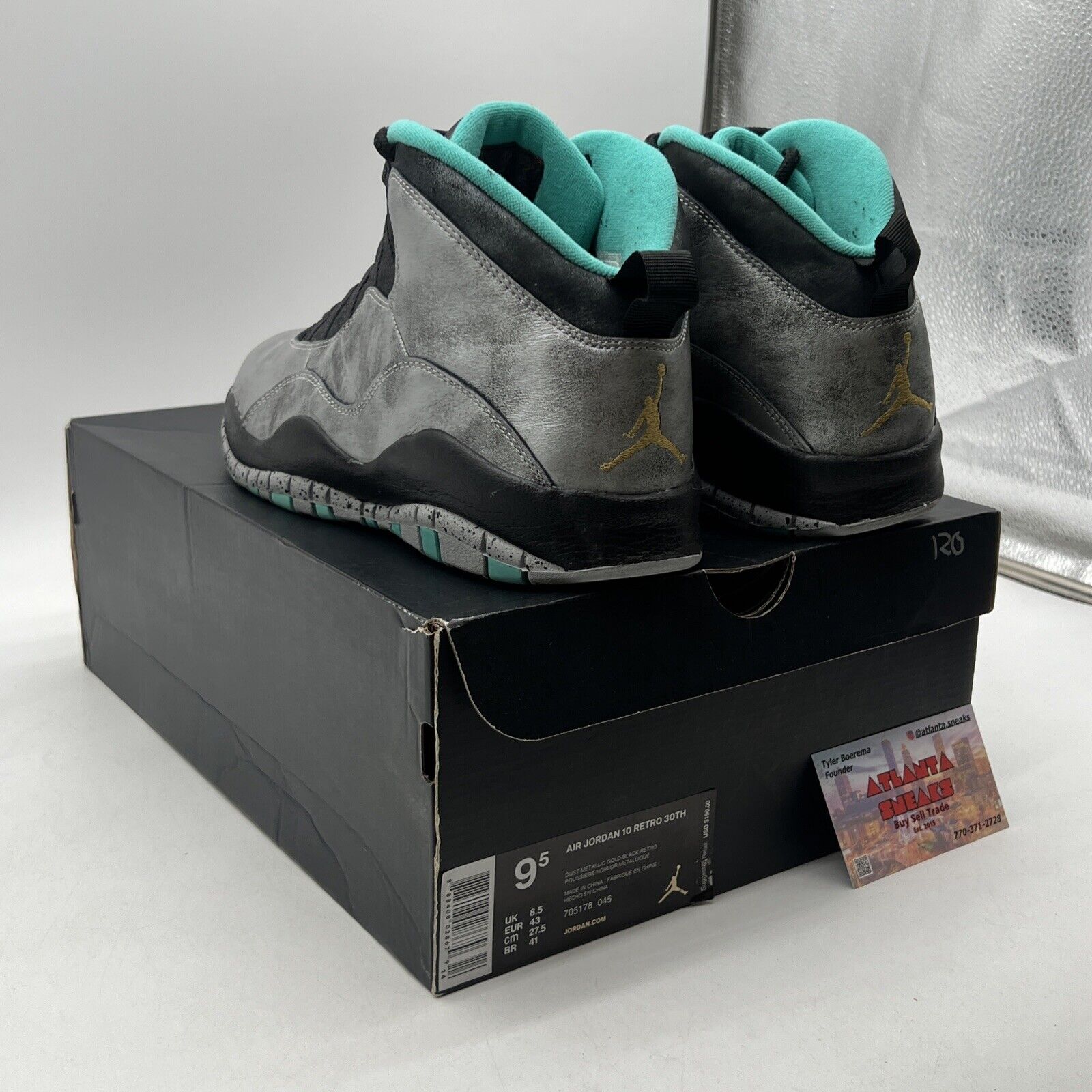 Size 9.5 - Air Jordan 10 Retro Lady Liberty Black Grey Leather (705178-045)