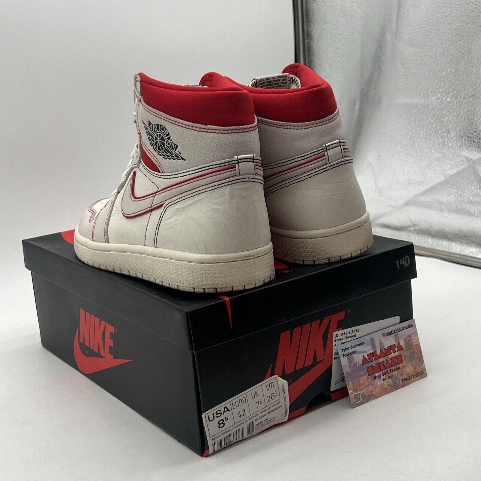 Size 8.5 - Air Jordan 1 Retro OG High Phantom White Red Leather (555088-160)