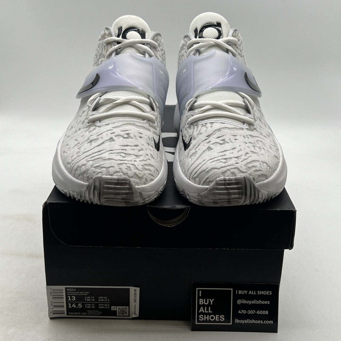 Size 13 - Nike KD 14 'Home' White Wolf Grey (CW3935-100)